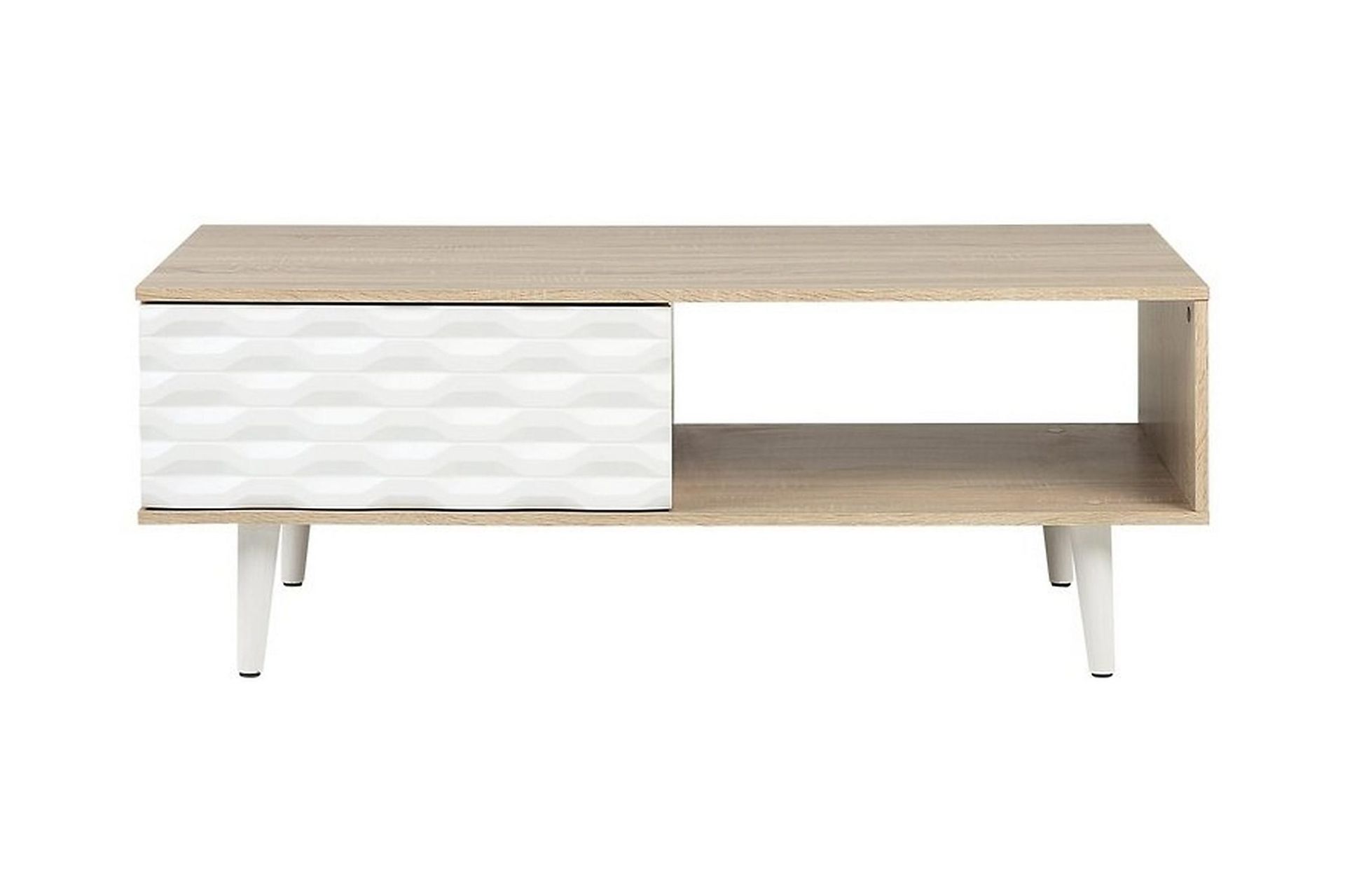 Swanea Soffbord 120 cm med Förvaring Skåp + Hylla - Ljusbrun/Vit