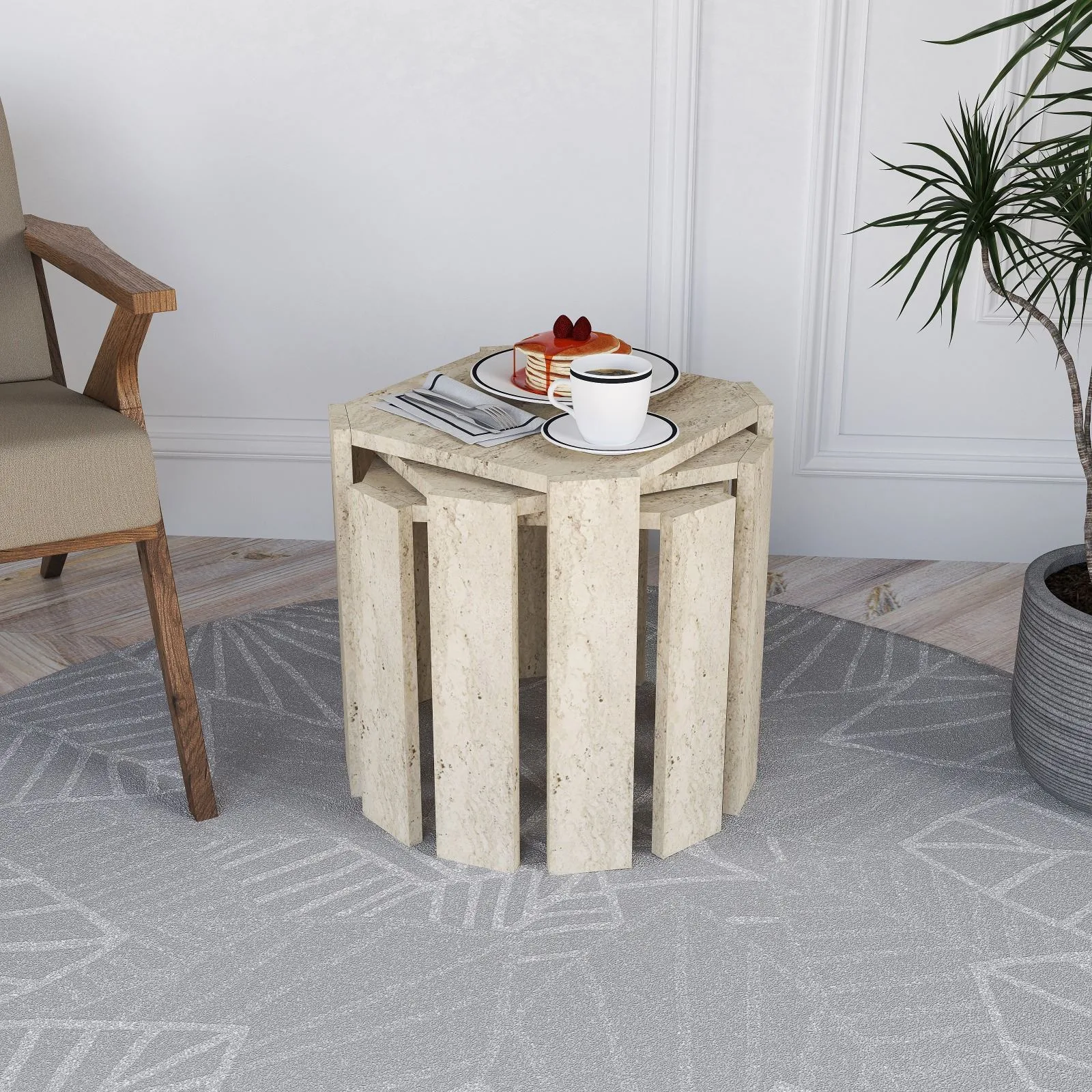 Tatil Satsbord 38 cm - Travertin