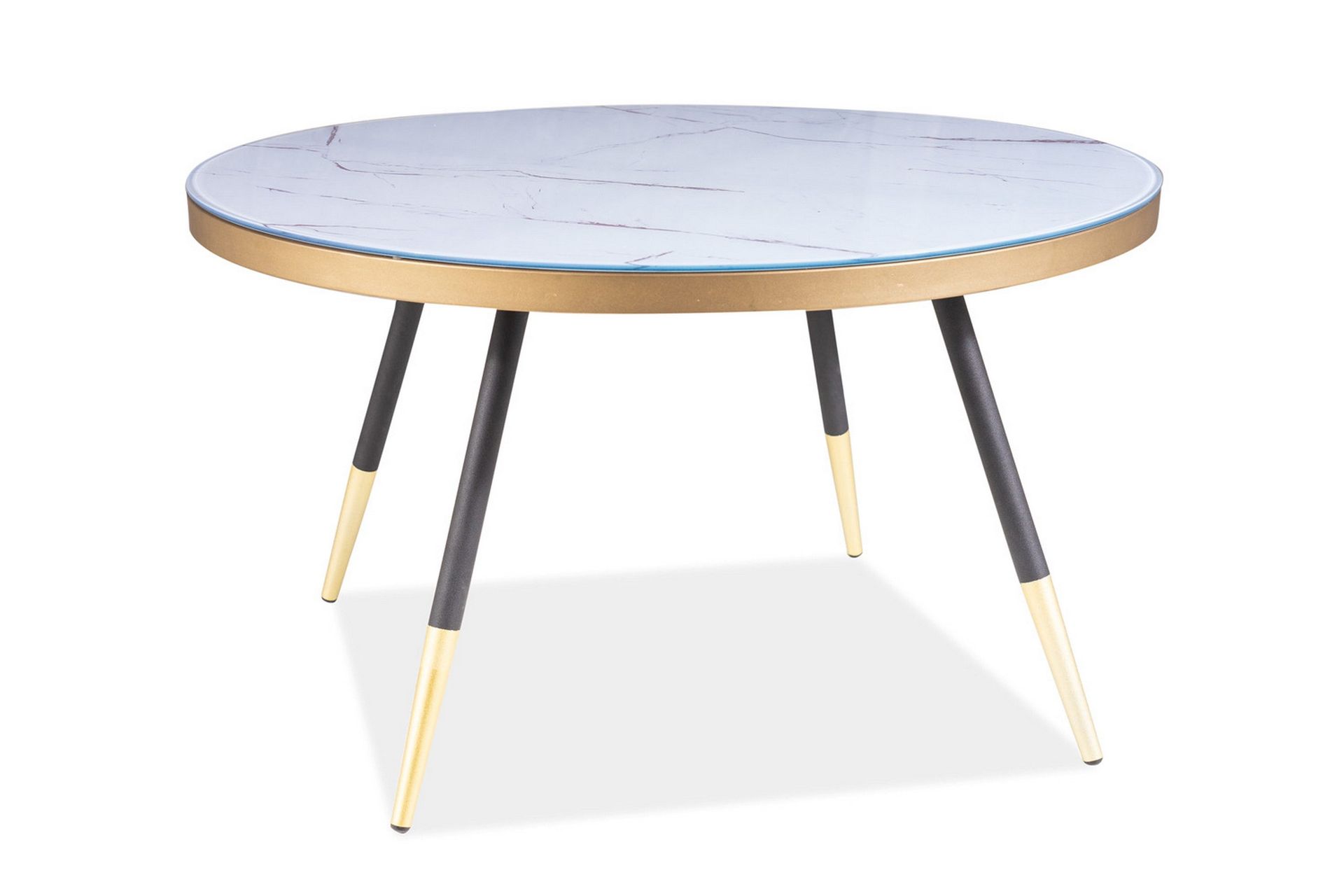 Vagaia Soffbord 80 cm Runt Marmormönster - Vit/Svart