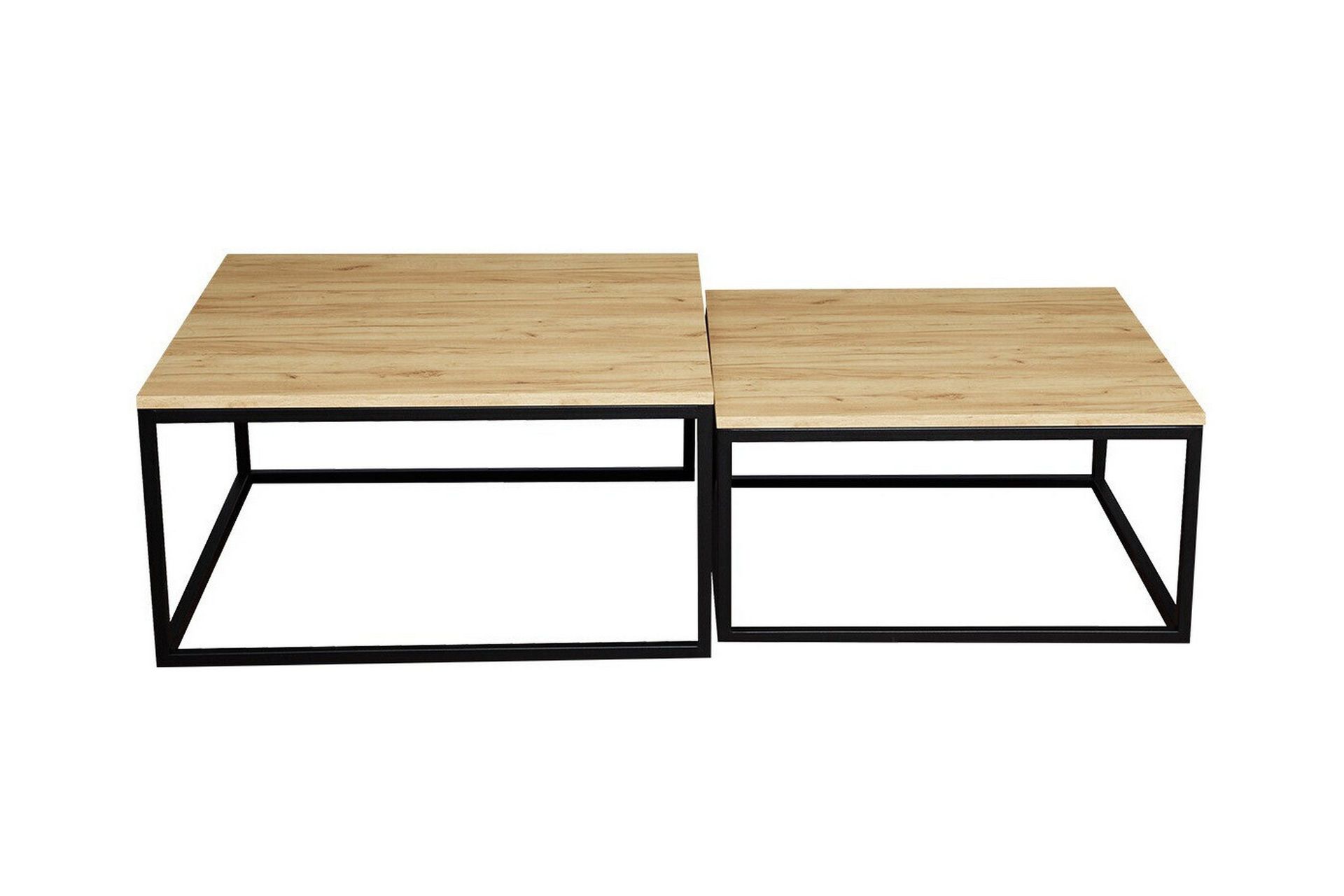 Wardner Kvadratiskt Soffbord Satsbord 76 cm i Ek - Beige