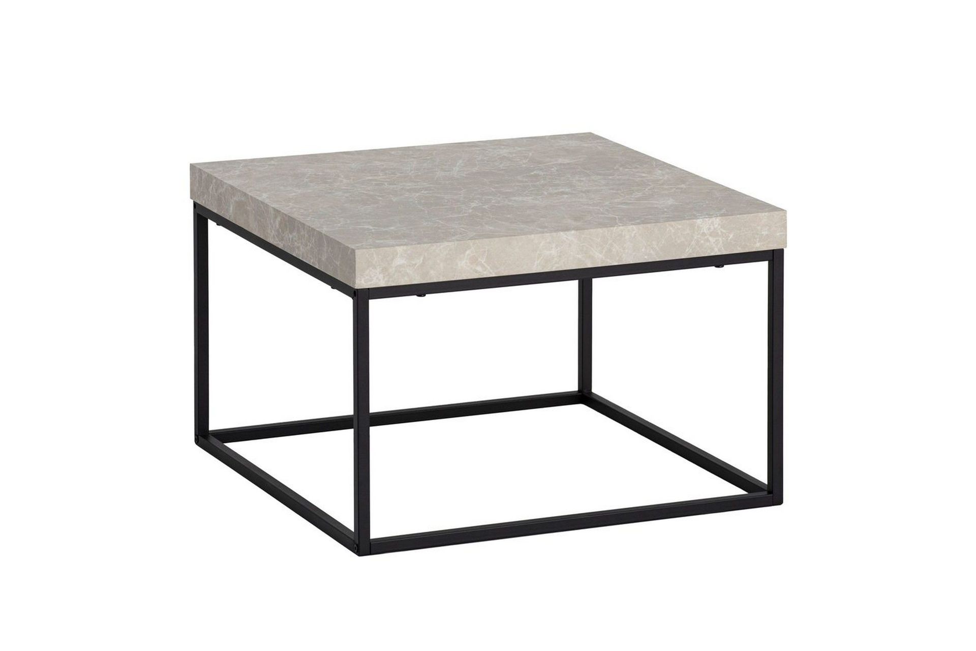 Soffbord Wohnling fyrkant 60 cm stenoptikstil, klassisk metallram, modern look Beige - Beige