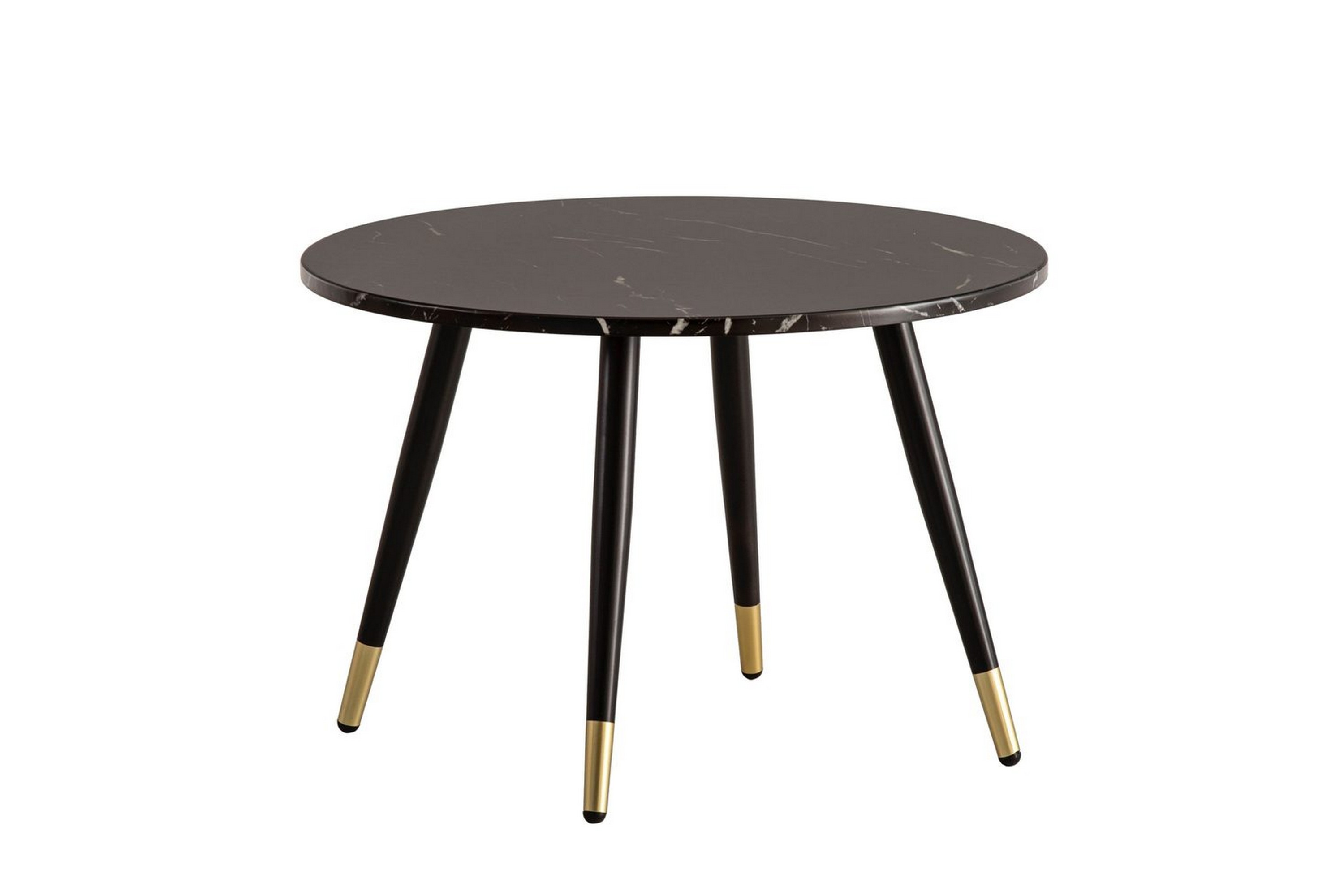 soffbord wohnling marmorlook 60 cm rund, modern stil marmor svart - marmor svart