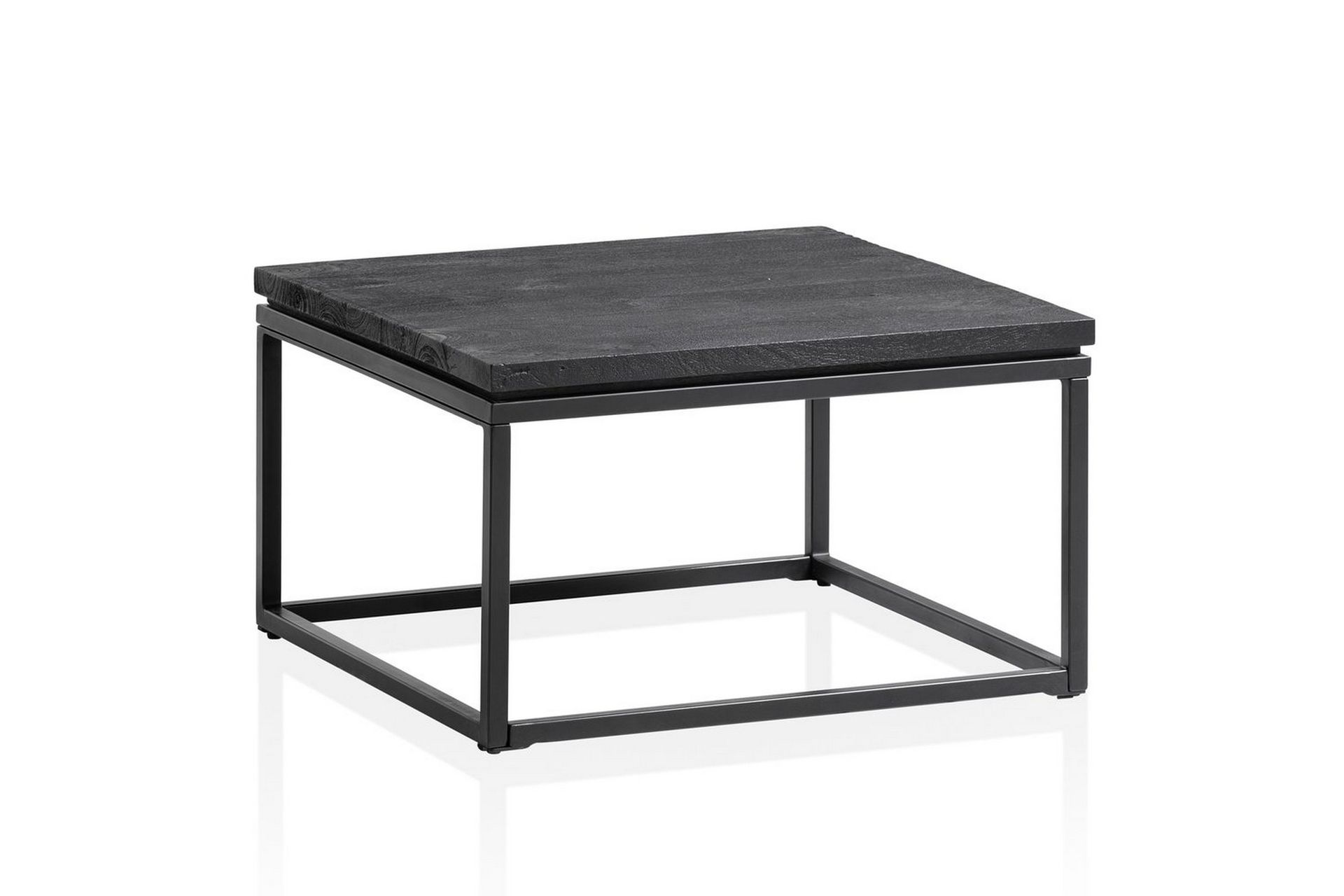 Soffbord Wohnling massivt tr&auml;, metallklassisk ram, modern stil 60x60x35 cm - 60x60x35 cm