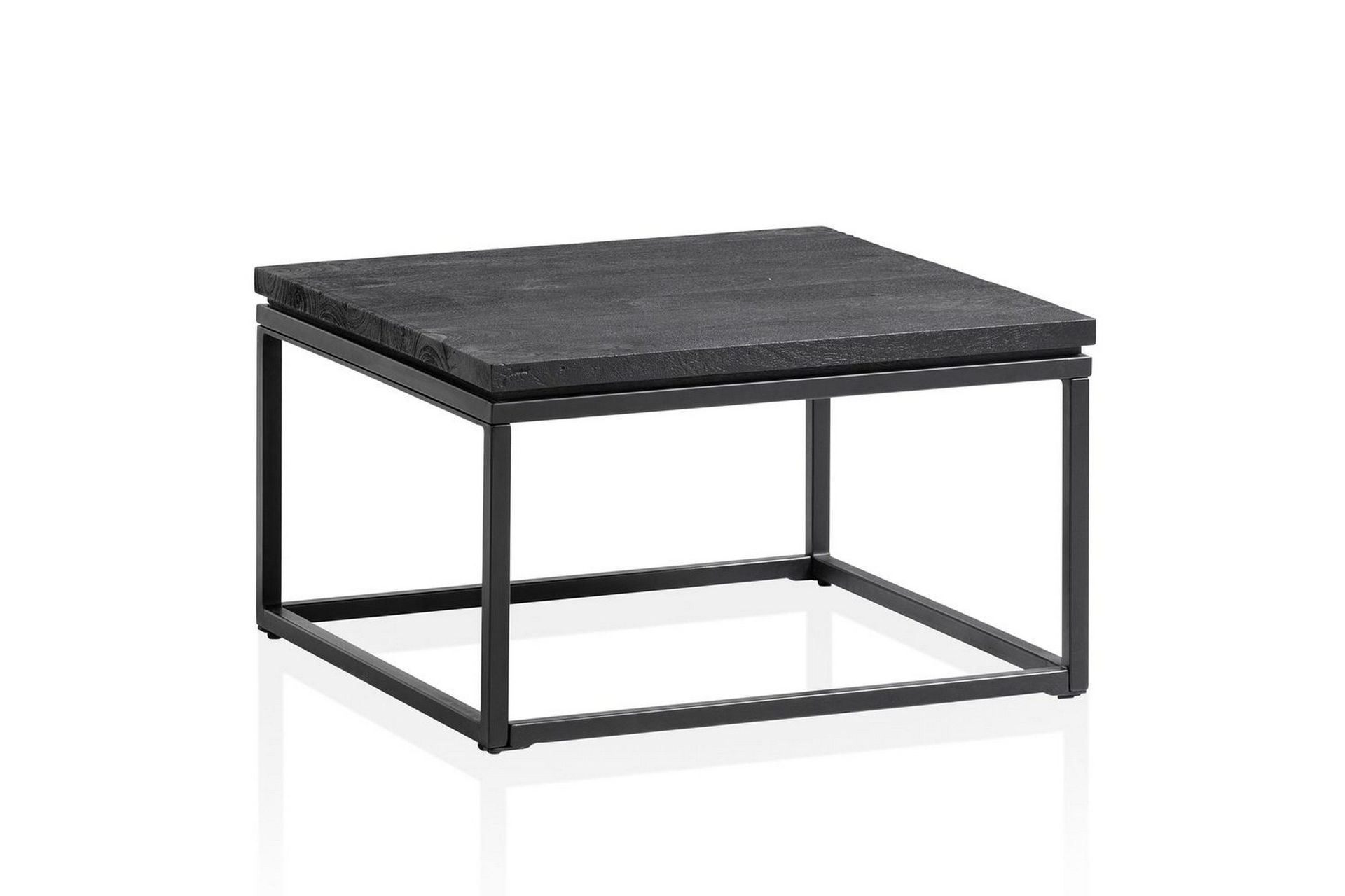 Soffbord Wohnling massivt tr&auml;, metallklassisk ram, modern stil 60x60x35 cm - 60x60x35 cm