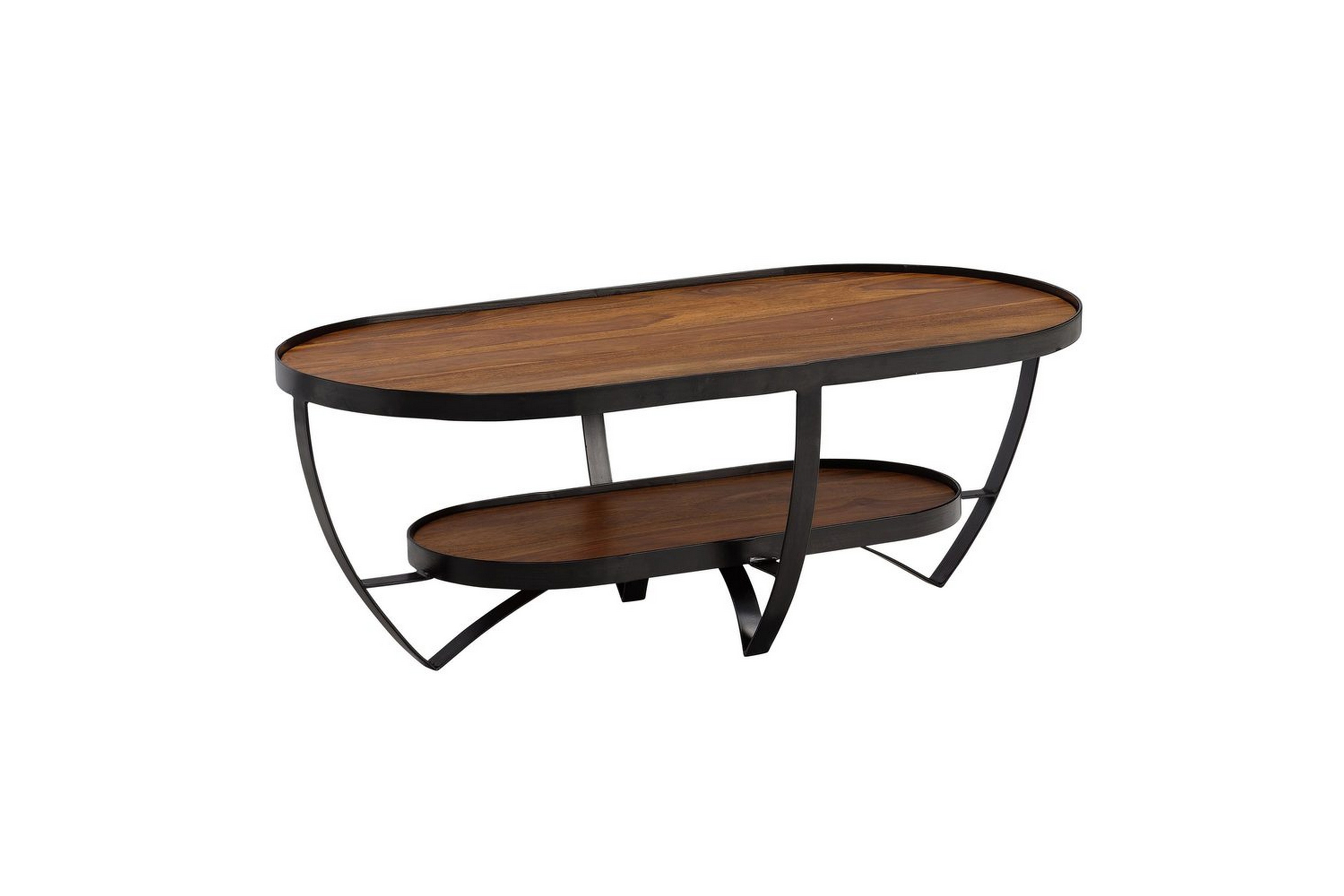 soffbord wohnling massivt trä oval industriell stil med förvaring -