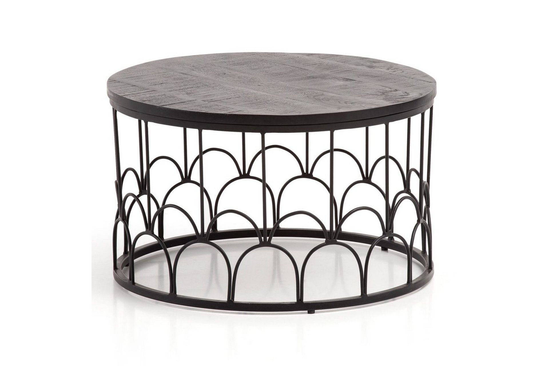 Soffbord Wohnling Massivt tr&auml; rund 60 cm med modern metallram modern -