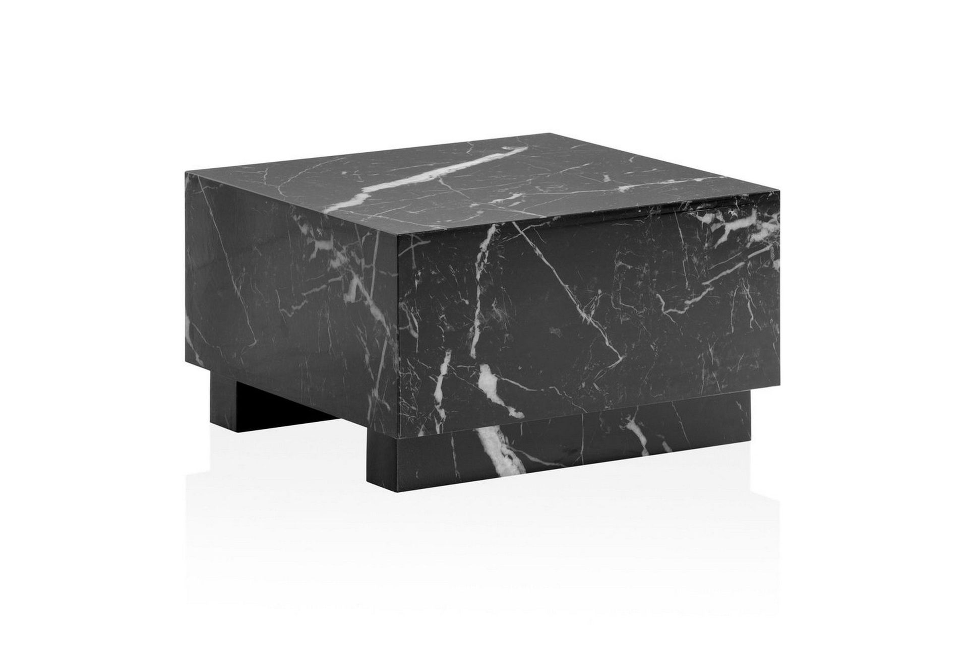 Soffbord Wohnling MONOBLOC modernt utseende, 60x60x35 cm, med sl&auml;da ben Marmor Svart - Marmor Svart