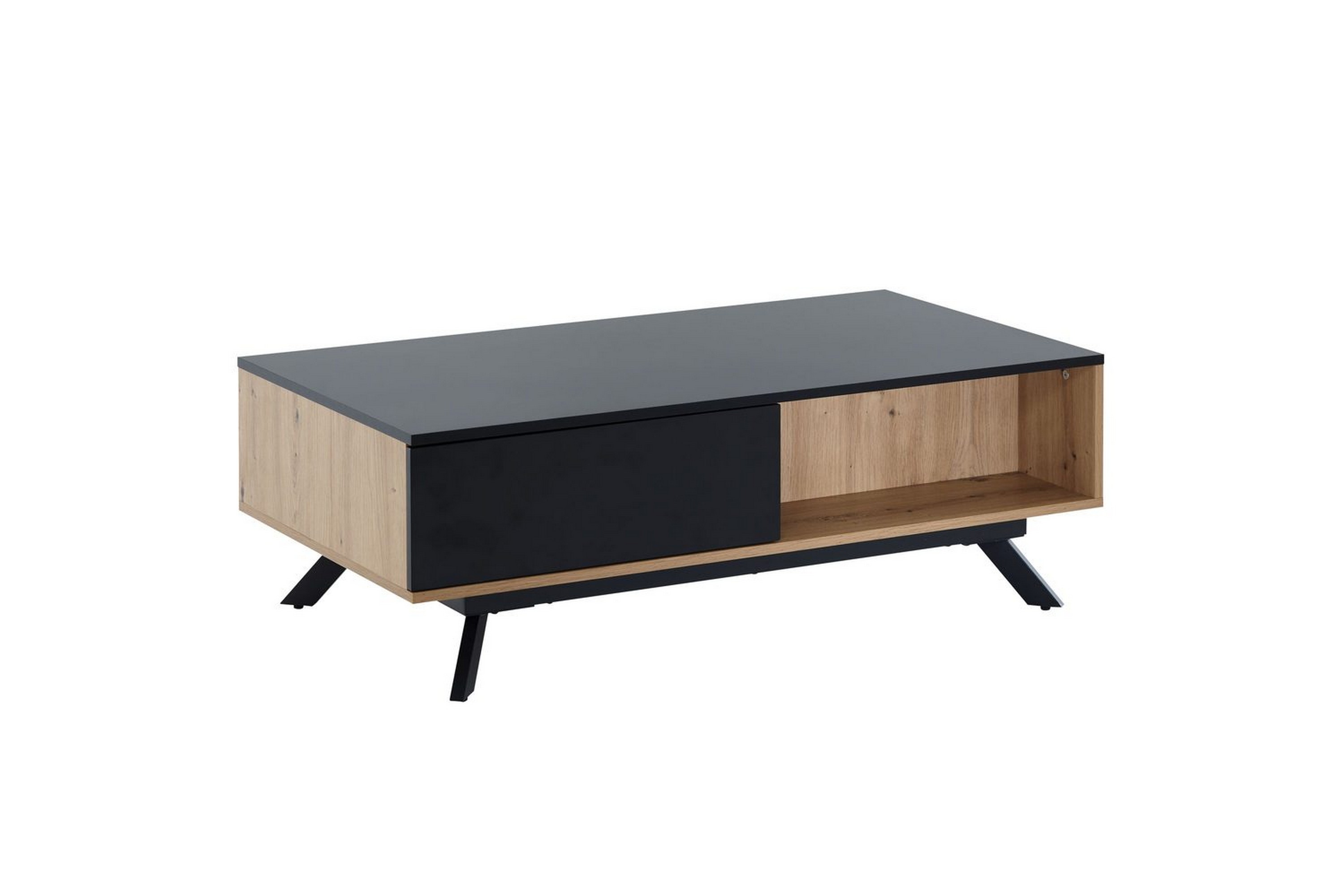 soffbord wohnling rektangulär mdf ek-look med stor lådbricka modern look -