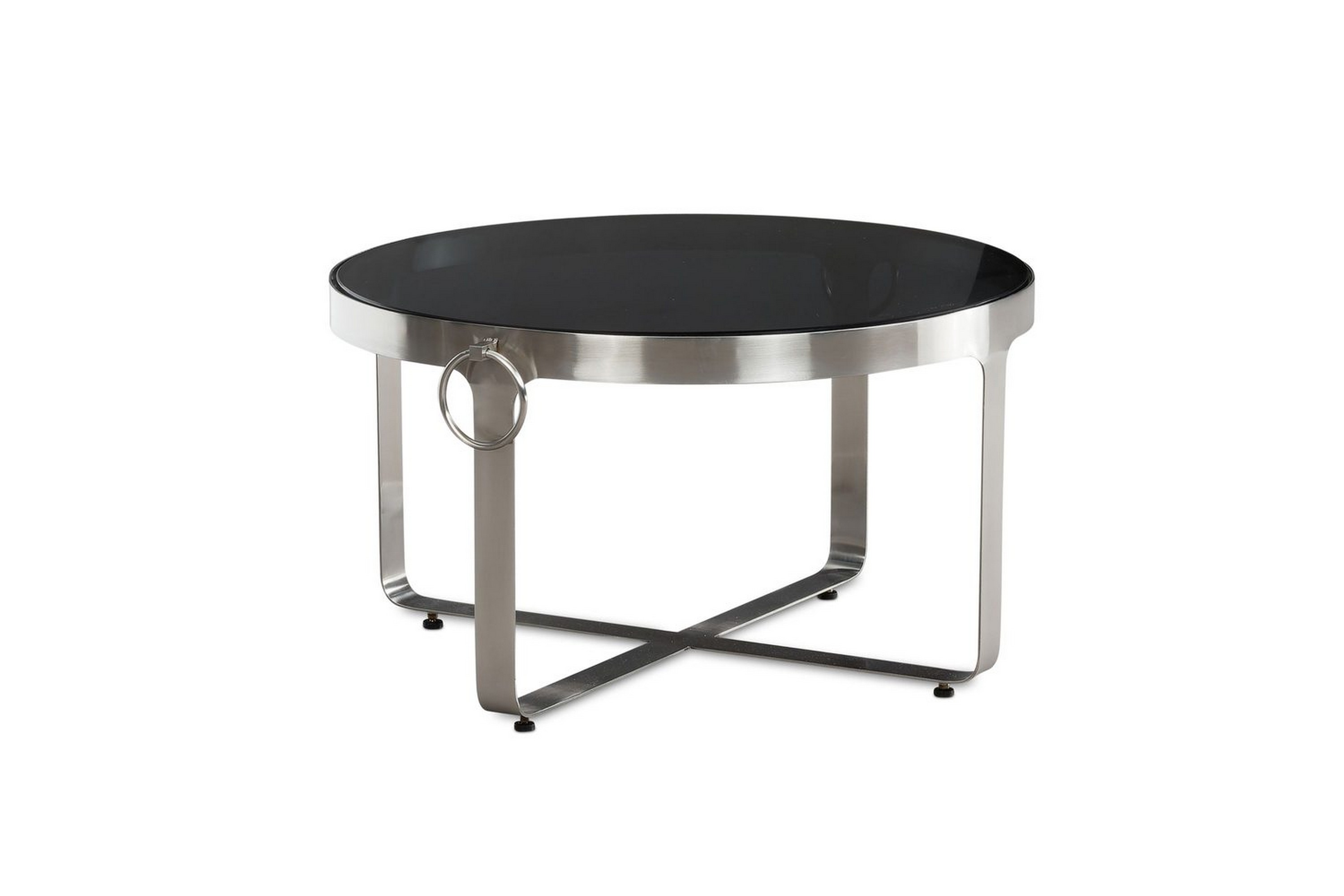 soffbord wohnling rund 60 cm säkerhetsglas matt silver metallram modern -