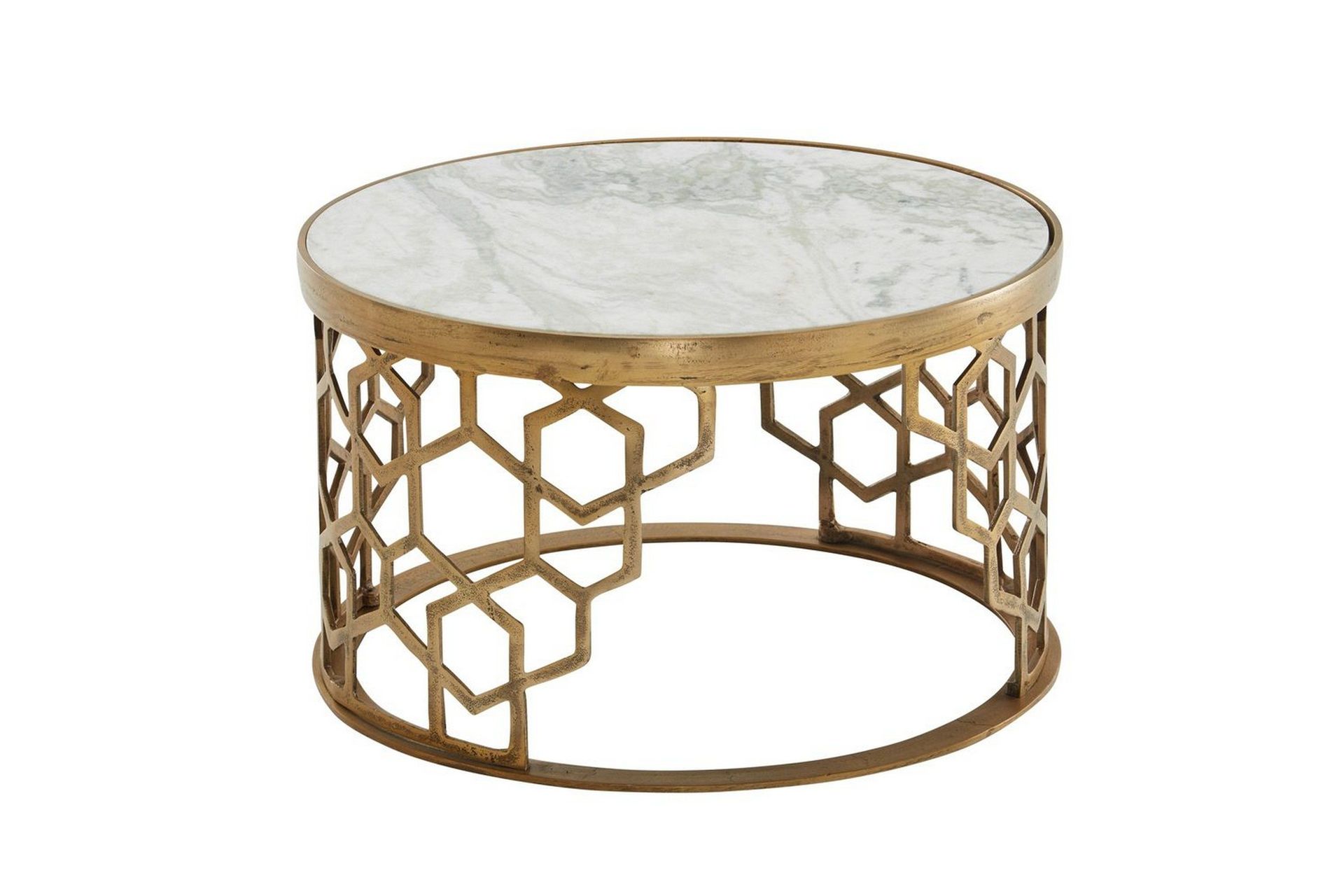 Soffbord Wohnling Rund indisk marmor bikupem&ouml;nster metallram -