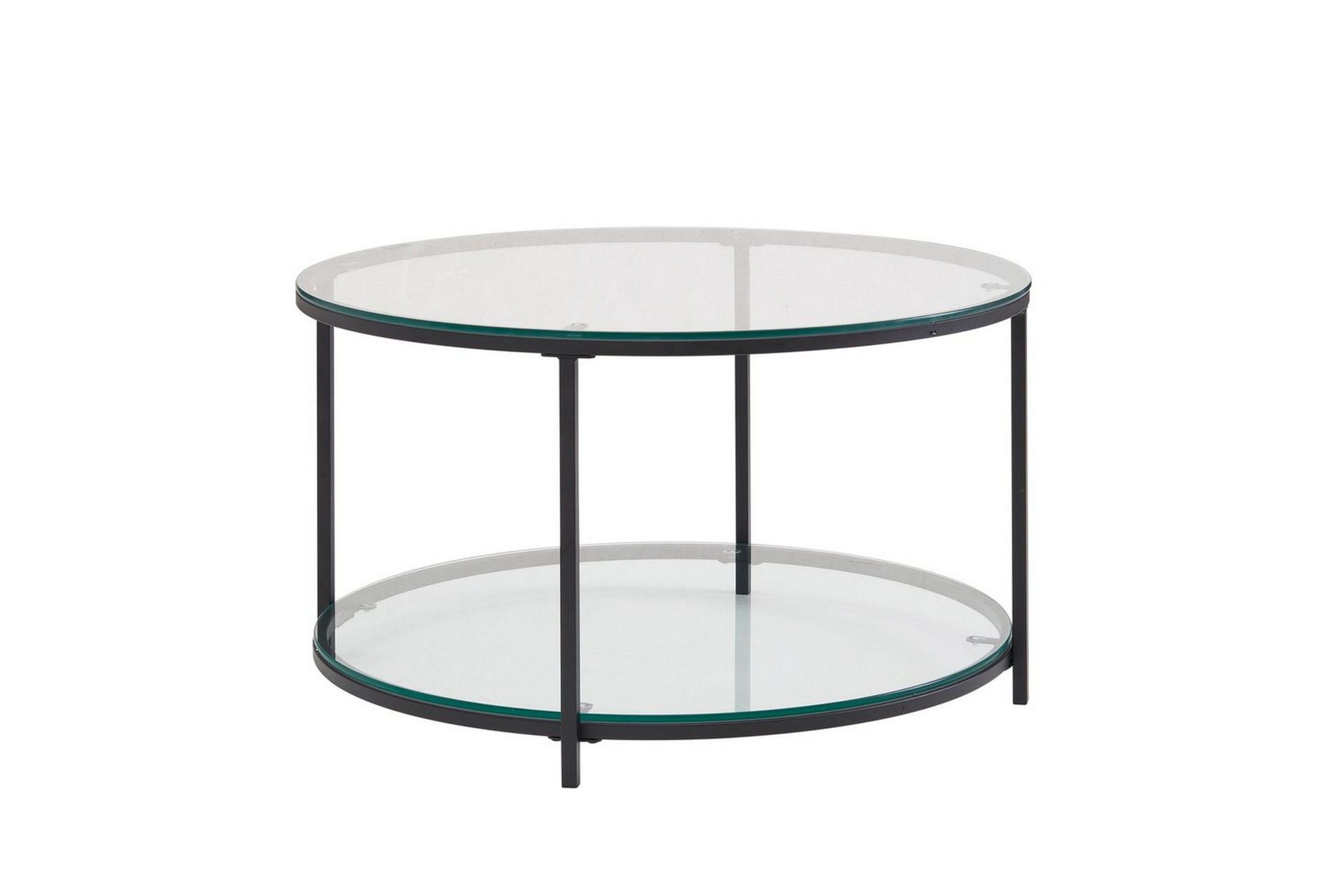 Soffbord Wohnling Runt s&auml;kerhetsglas med glasbricka modern -