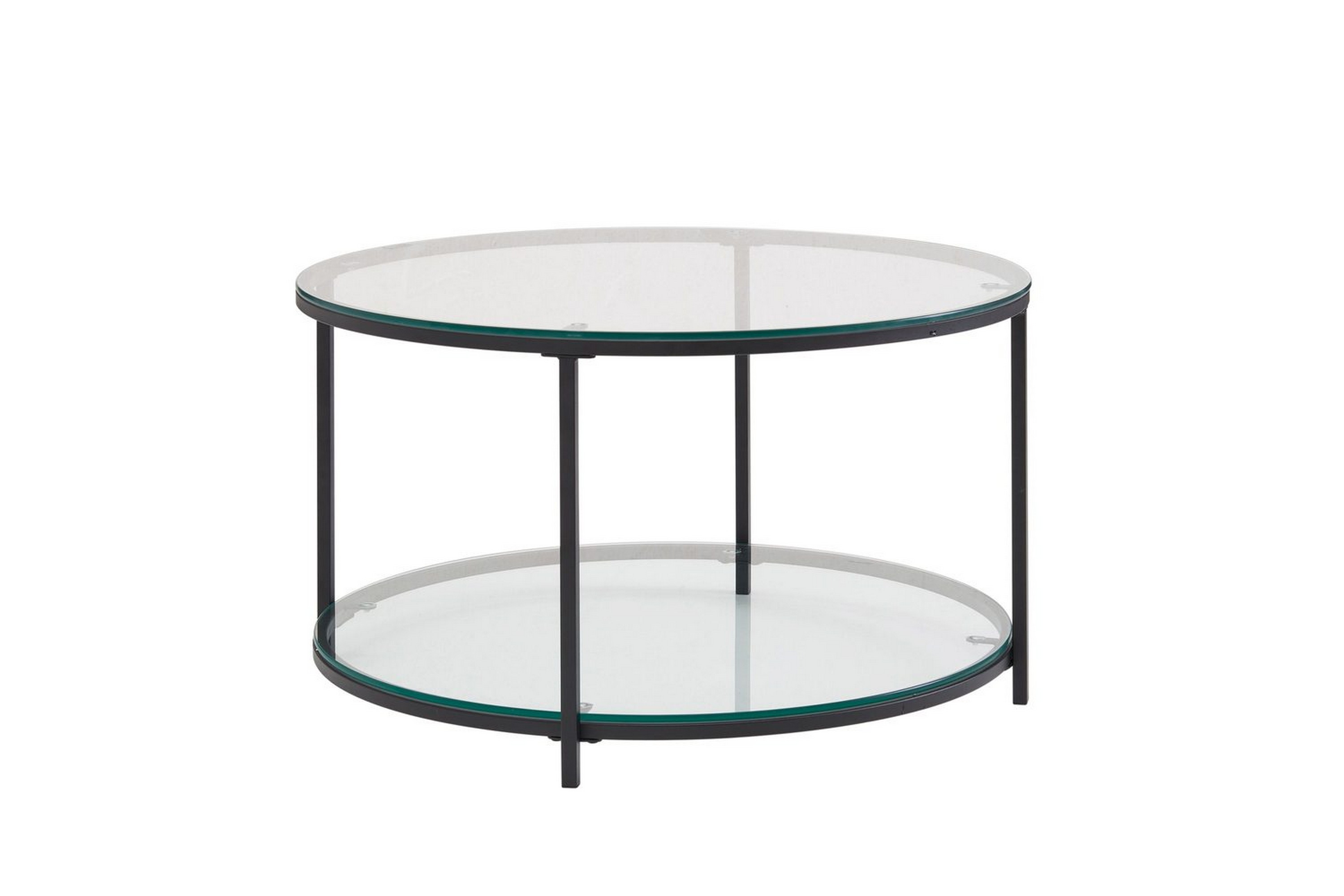 soffbord wohnling runt säkerhetsglas med glasbricka modern -