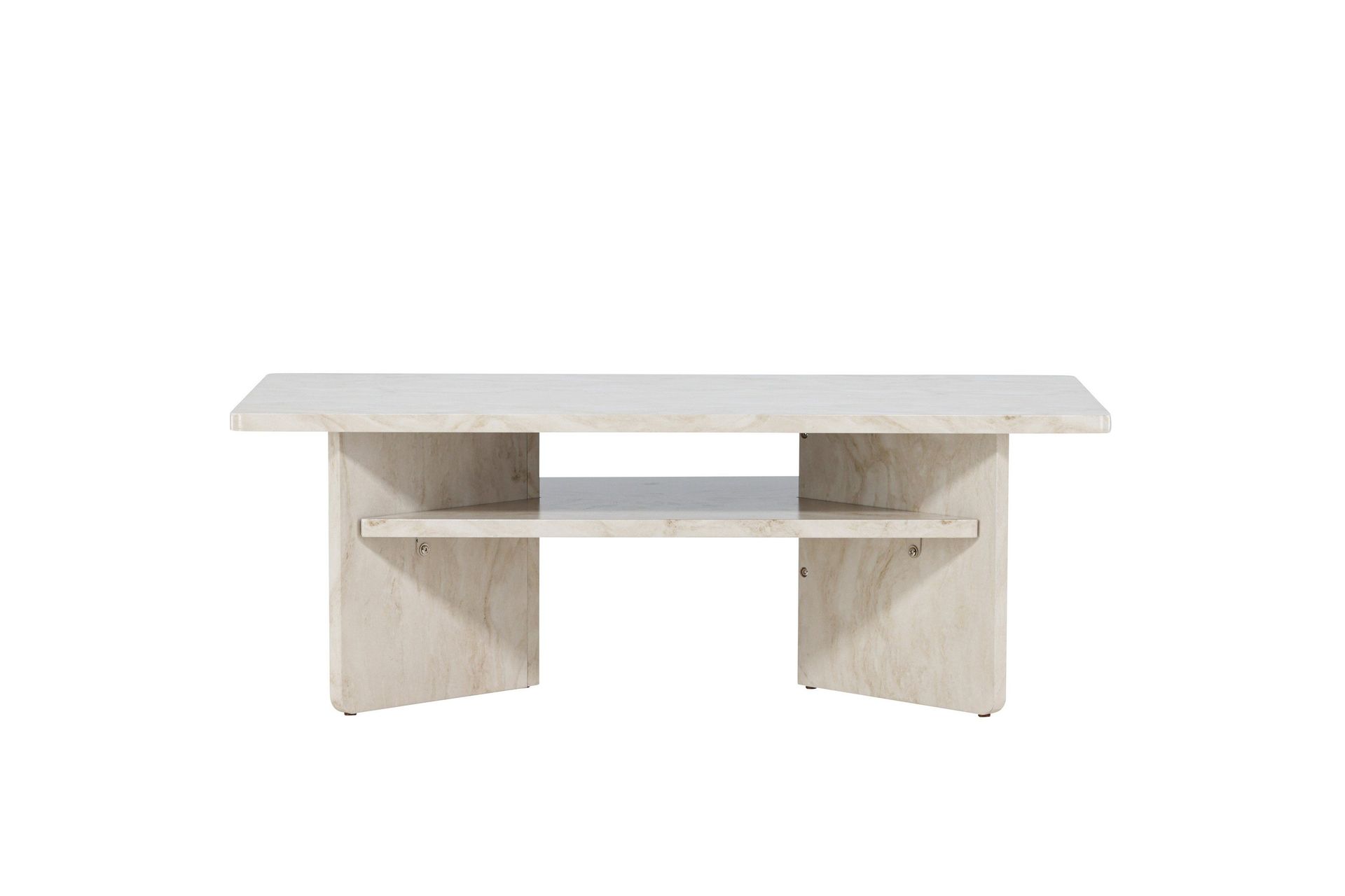 &Aring;lesund Travertin Soffbord Rektangul&auml;rt 120x60 cm med F&ouml;rvaring - Beige