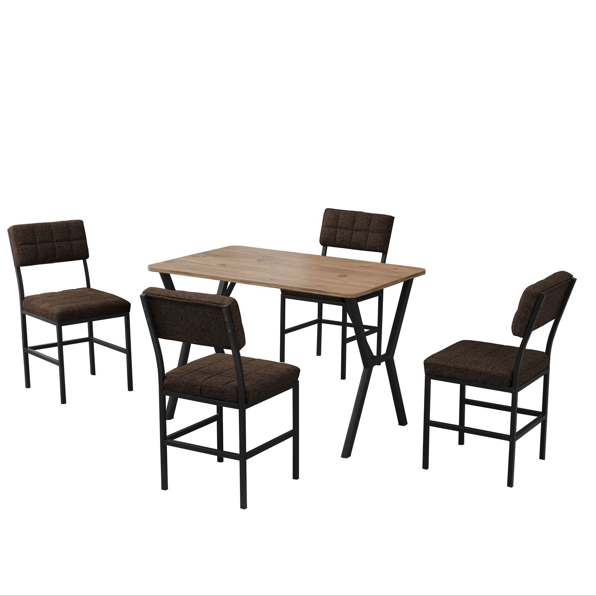 Stedum Matgrupp Bord 110 cm + 4 Stolar - Brun Och Valn&ouml;t