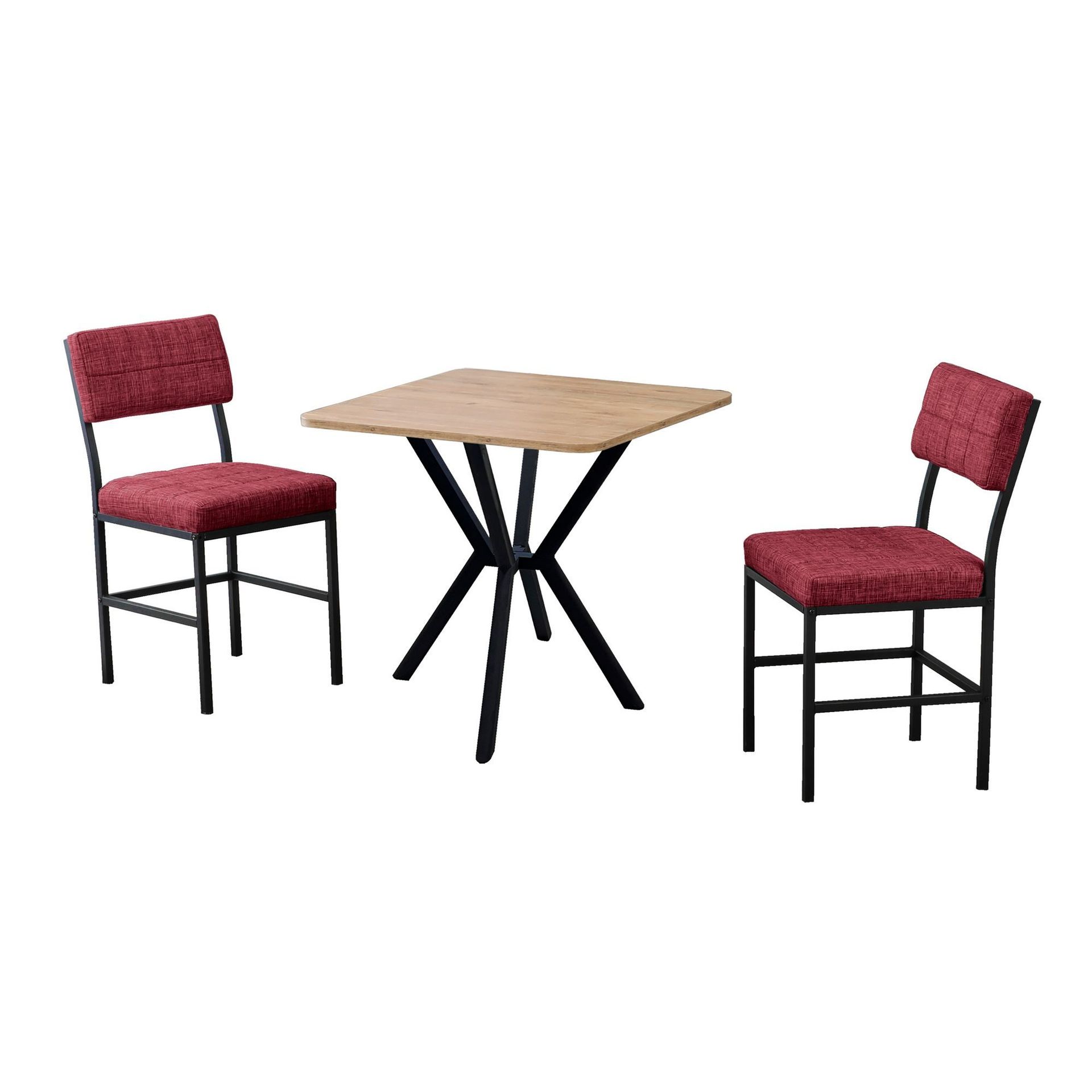 Stedum Matgrupp Bord 70 cm + 2 Stolar - Vinr&ouml;d Valn&ouml;t