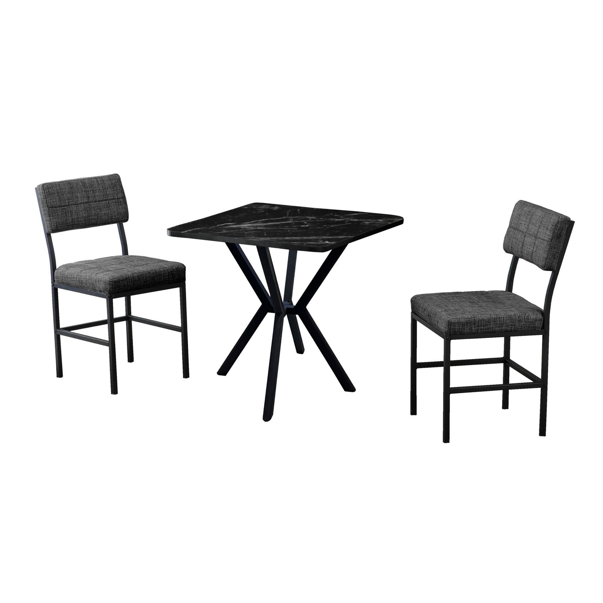 Stedum Matgrupp Bord 70 cm + 2 Stolar - Antracit/Svart
