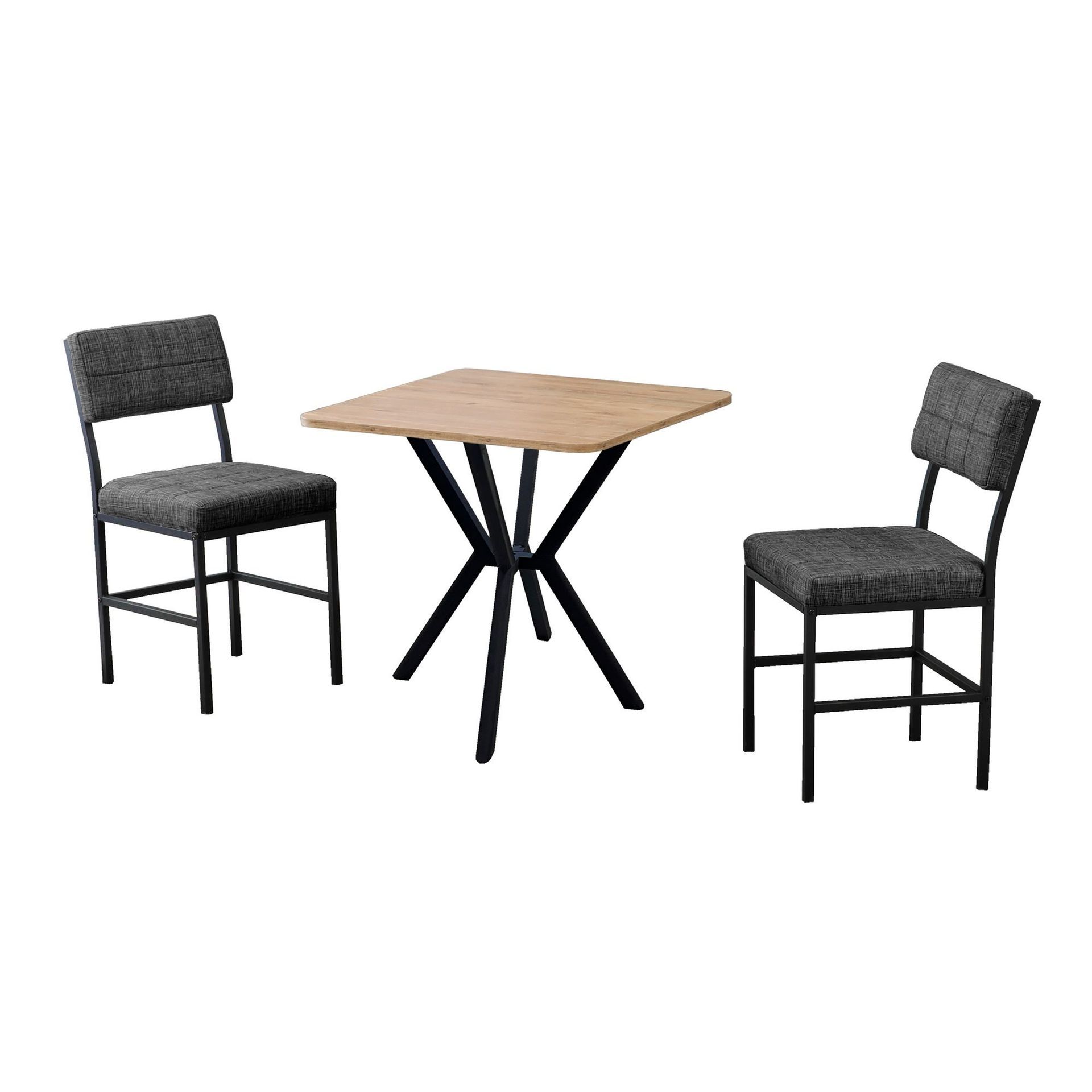 Stedum Matgrupp Bord 70 cm + 2 Stolar - Antracit/Valnöt