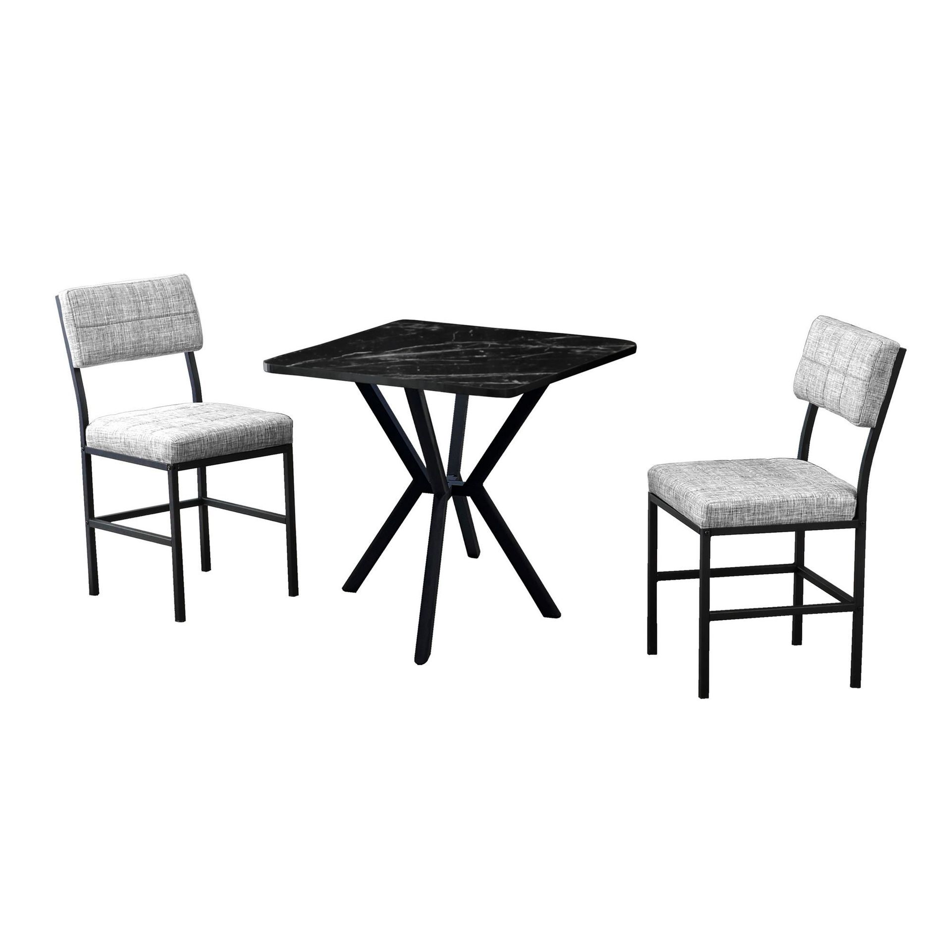 Stedum Matgrupp Bord 70 cm + 2 Stolar - Gr&aring; Och Svart