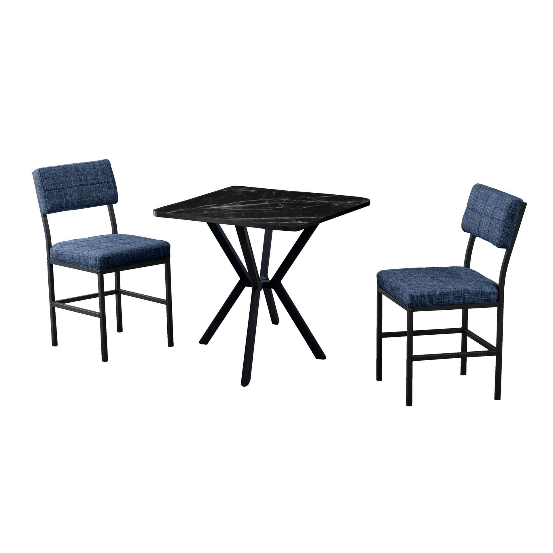 Stedum Matgrupp Bord 70 cm + 2 Stolar - Marinblå Och Svart