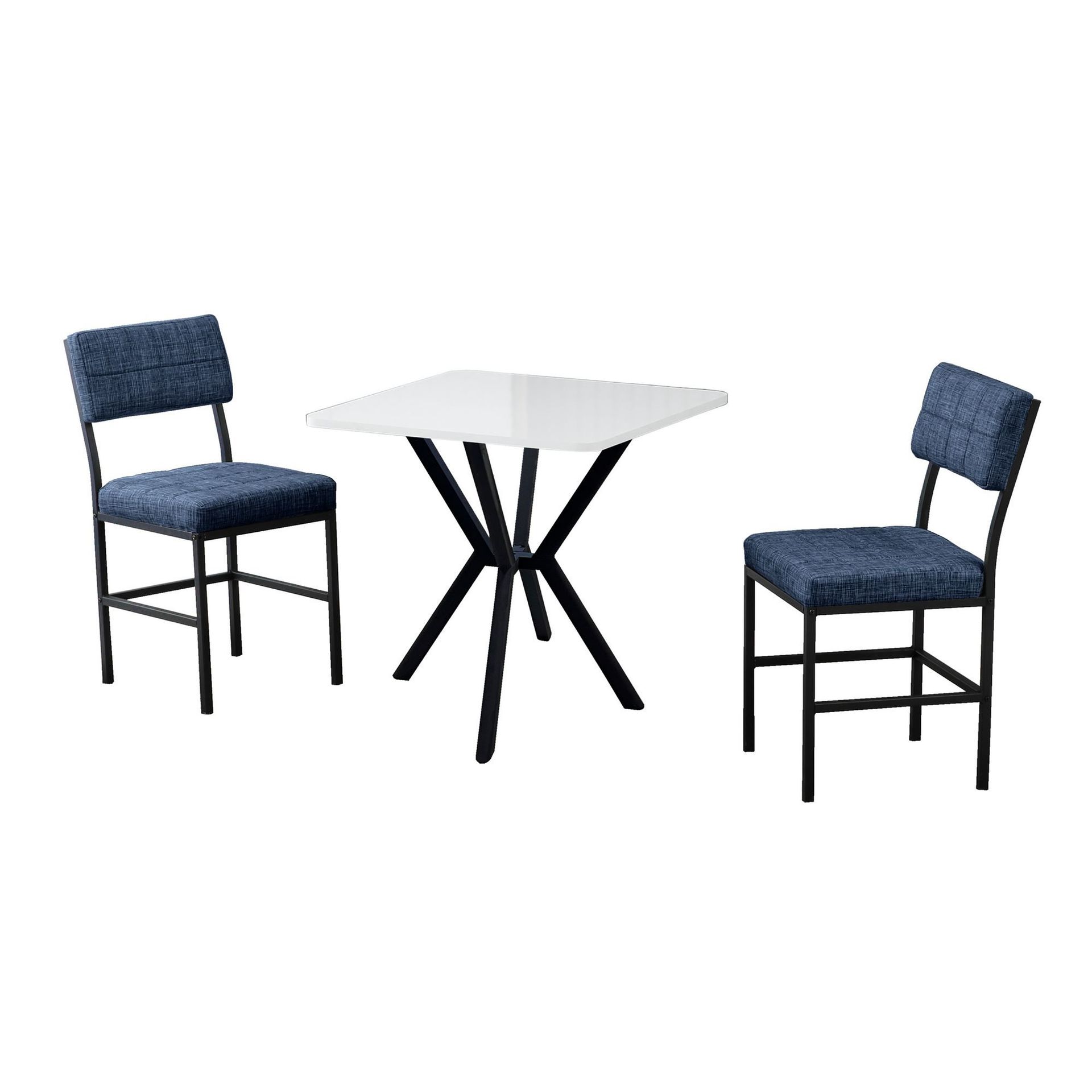 Stedum Matgrupp Bord 70 cm + 2 Stolar - Marinbl&aring; Och Vit