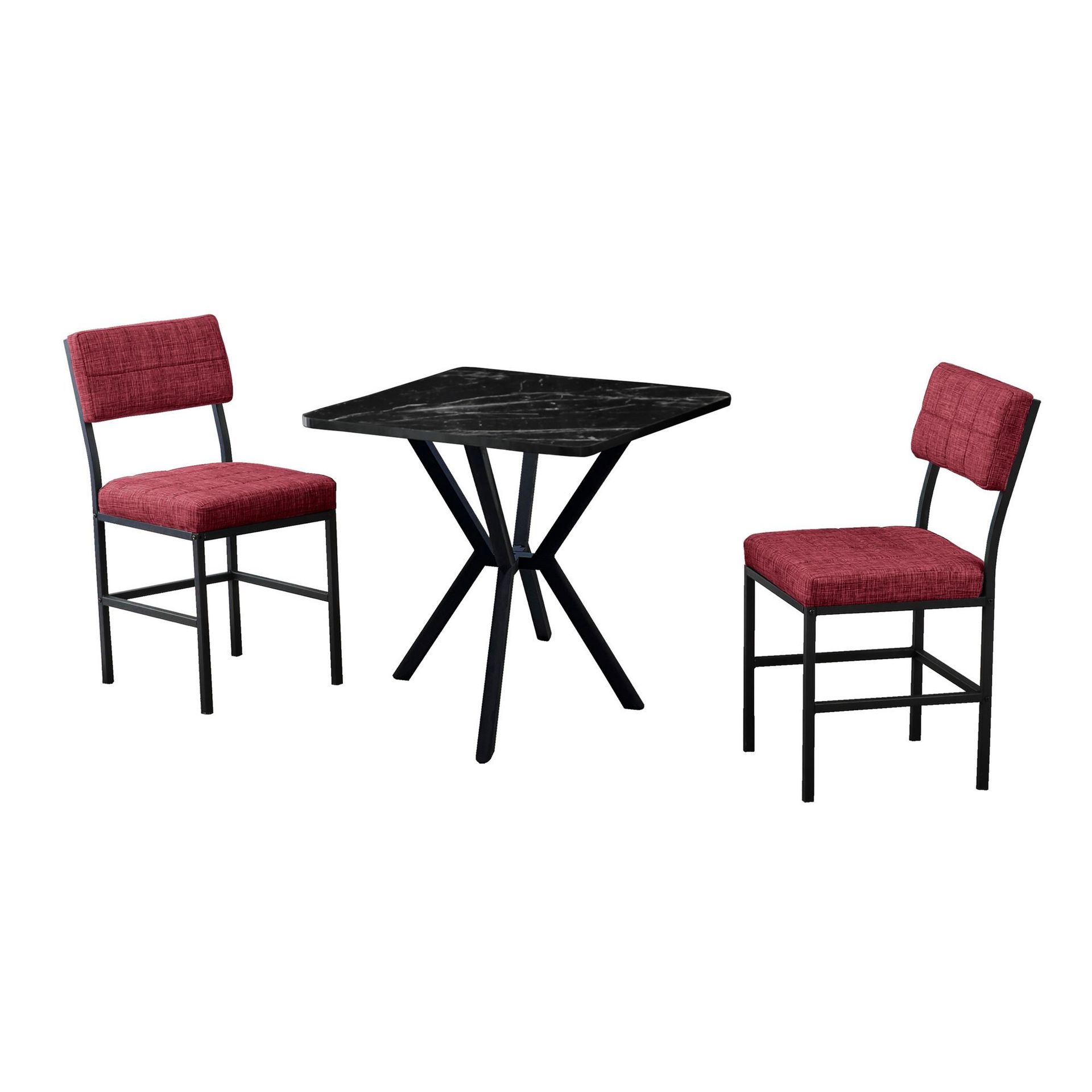 Stedum Matgrupp Bord 70 cm + 2 Stolar - Vinröd Svart
