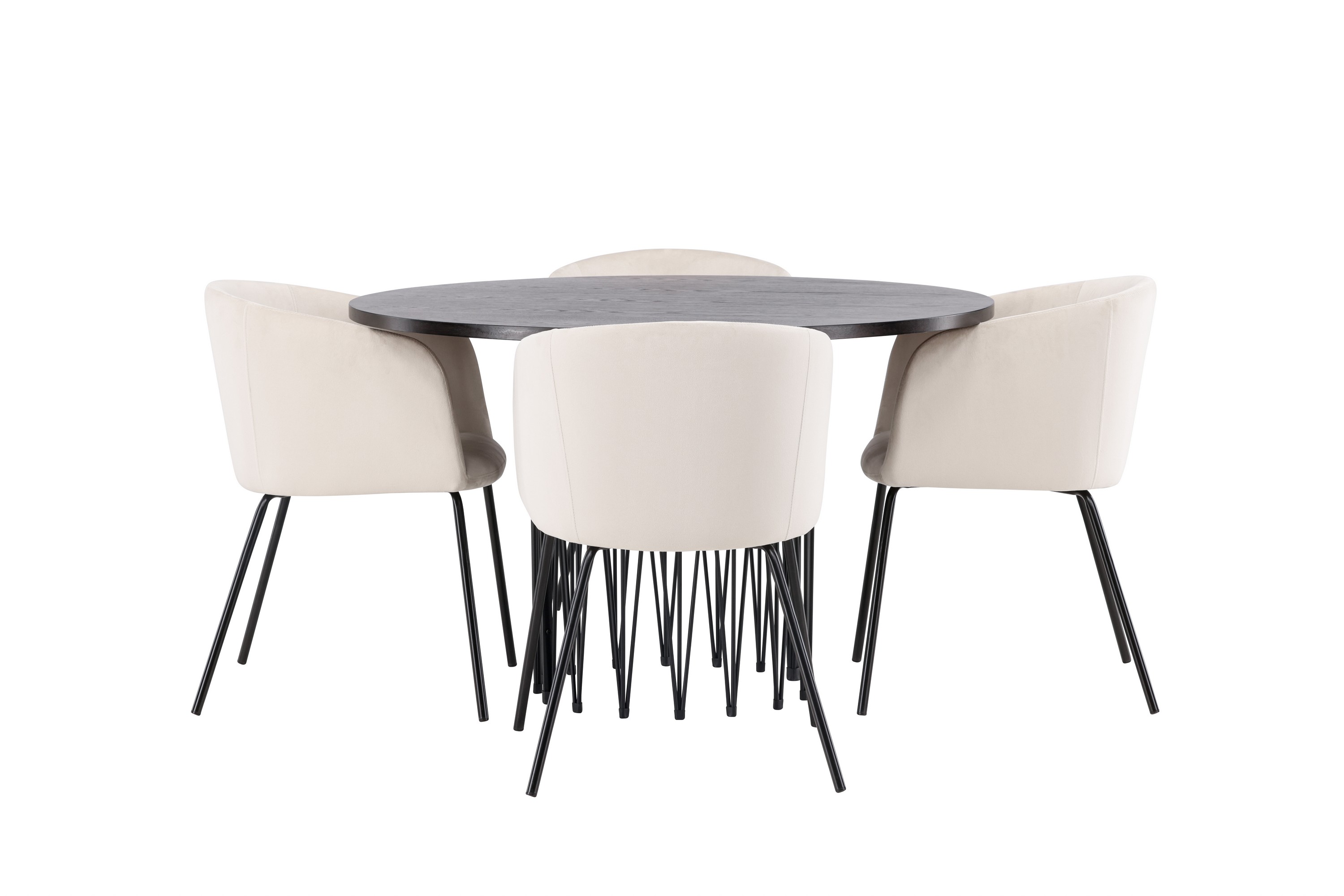 Stone Matgrupp 120 cm Rund med 4 Berit stolar Beige