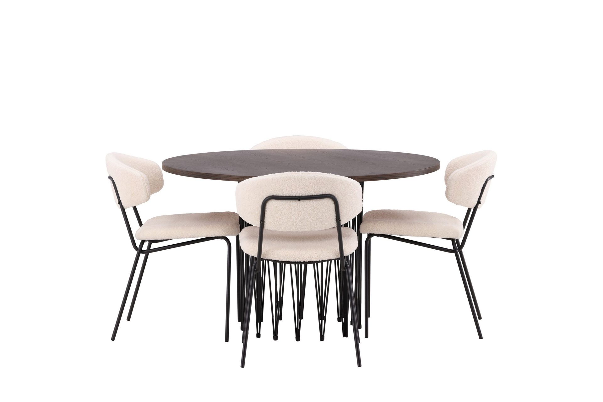 Stone Matgrupp 120 cm Rund med 4 Chico Stolar - Svart