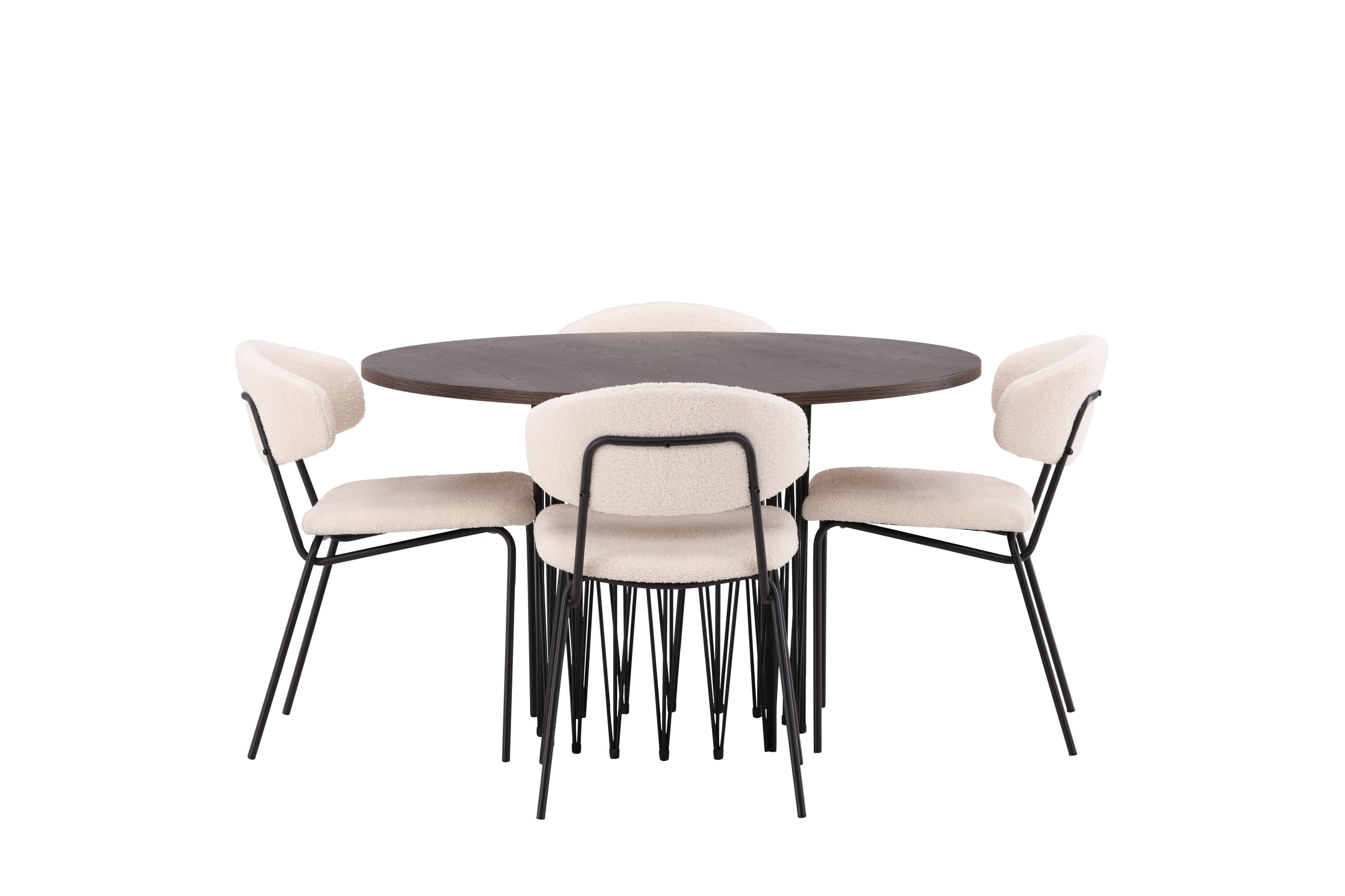 Stone Matgrupp 120 cm Rund med 4 Chico Stolar Svart