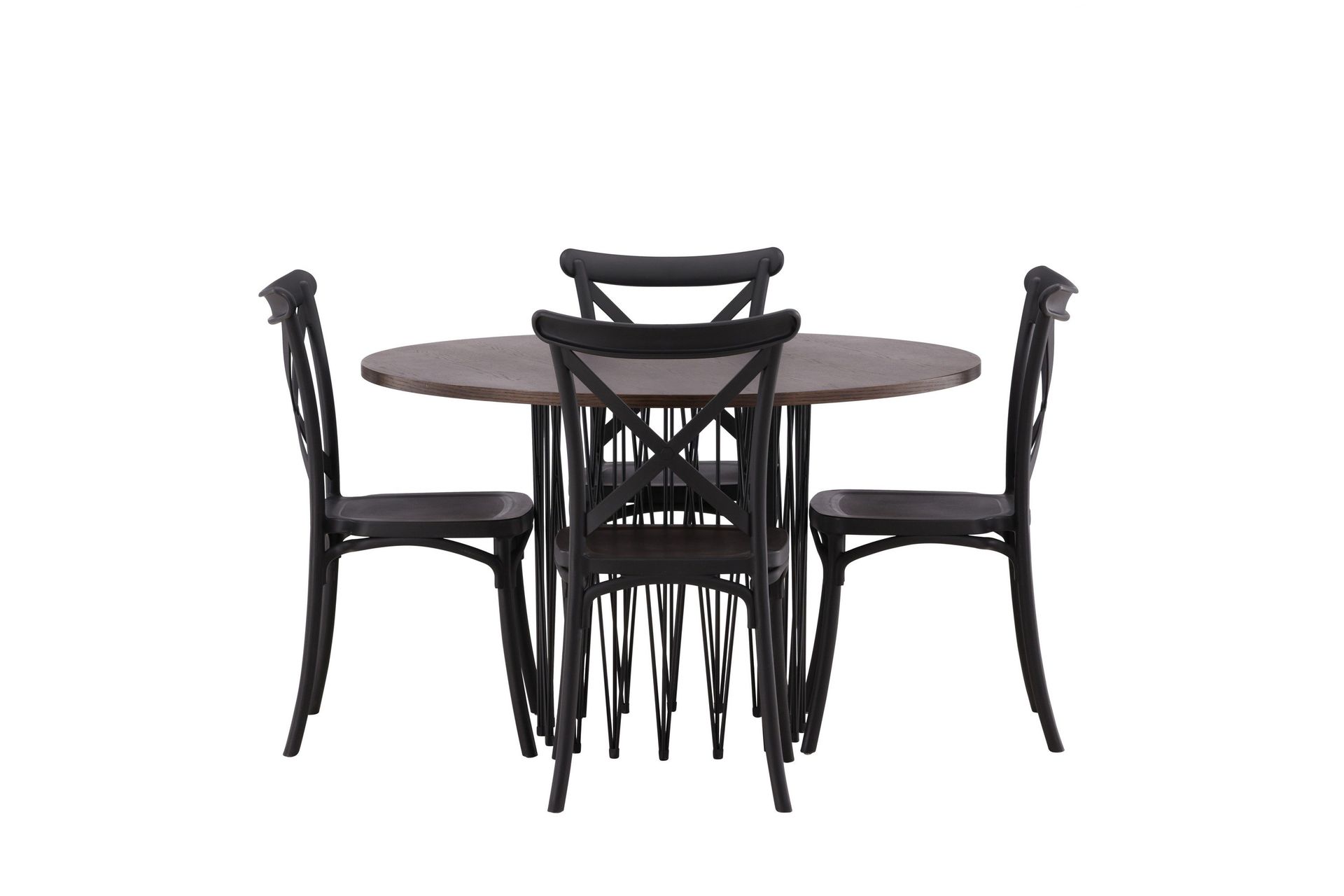 Stone Matgrupp 120 cm Rund med 4 Crosett stolar - Svart