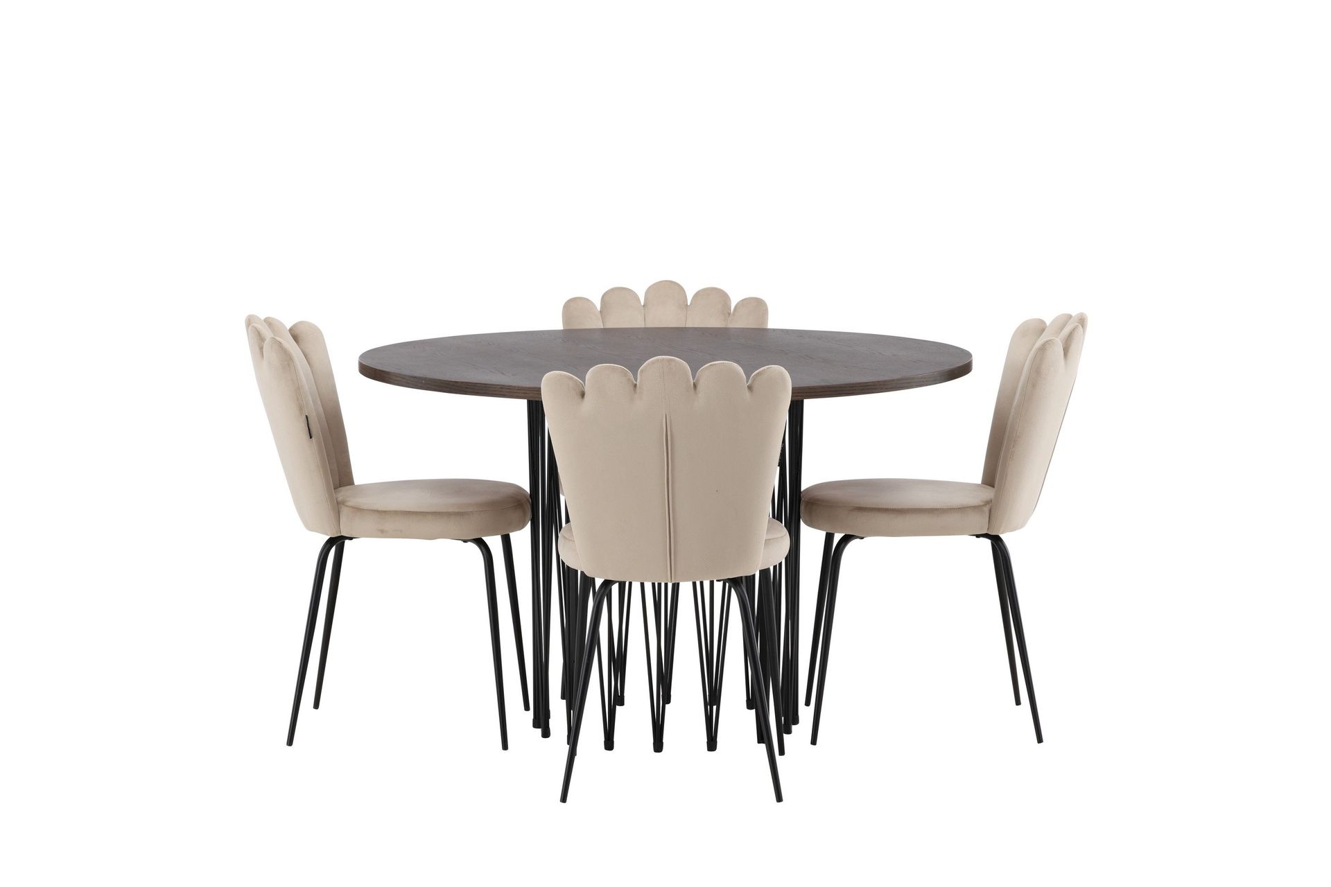 stone matgrupp 120 cm rund med 4 limhamn stolar - beige