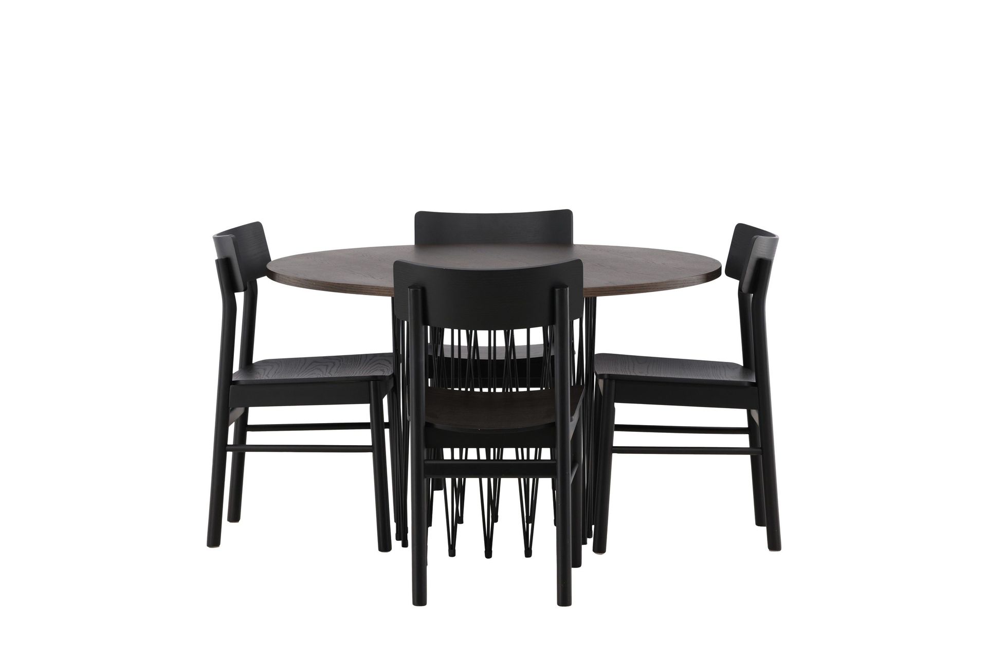 Stone Matgrupp 120 cm Rund med 4 Montros stolar - Svart