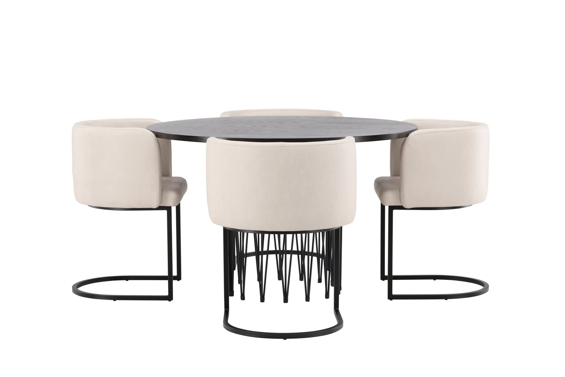 Stone Matgrupp 120 cm Rund med 4 Simrishamn stolar - Beige