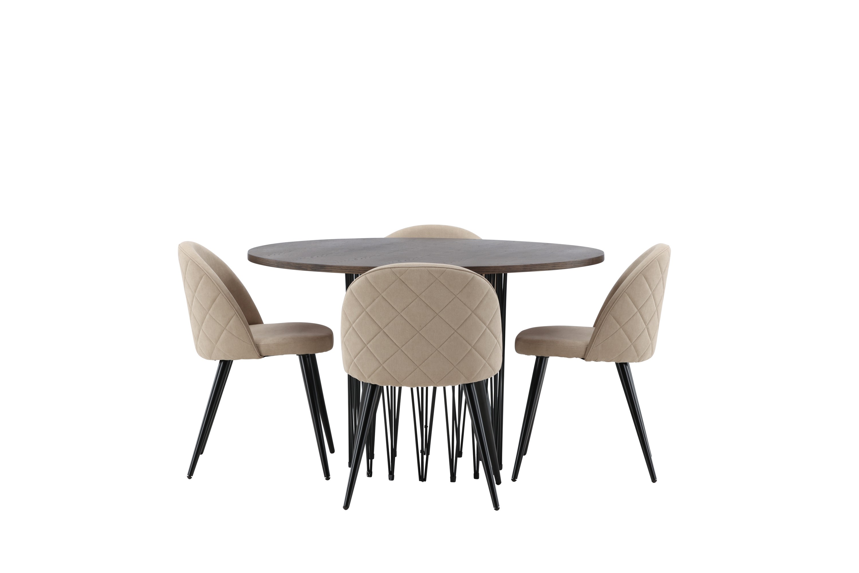 Stone Matgrupp 120 cm Rund med 4 Velvet stolar Beige