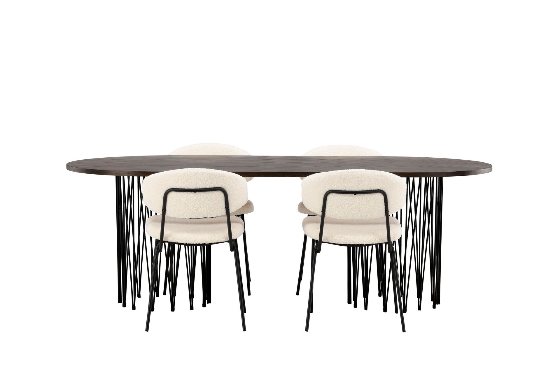 Stone Matgrupp 220 cm Oval med 4 Chico Stolar - Svart