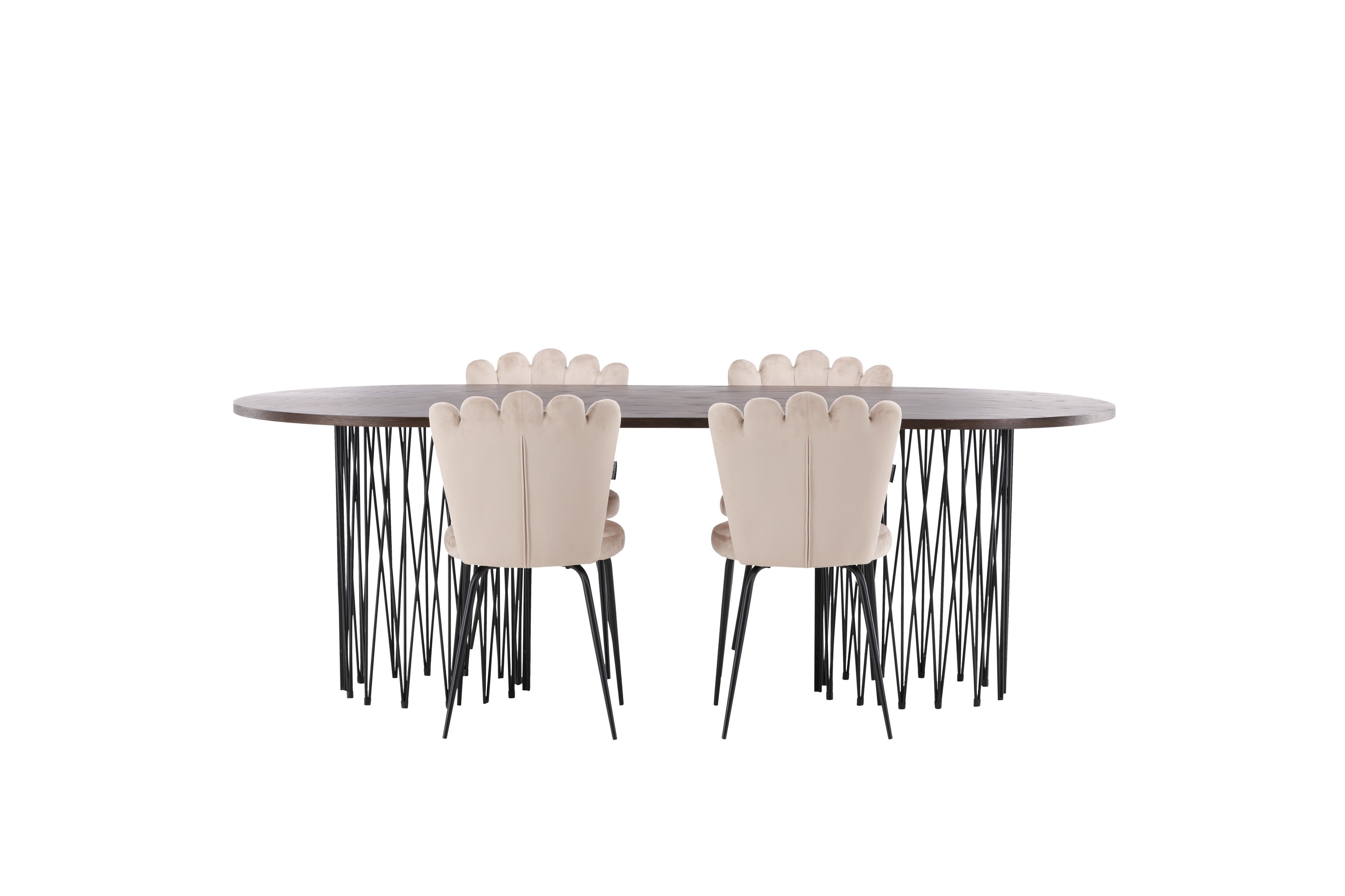 stone matgrupp 220 cm oval med 4 limhamn stolar - beige