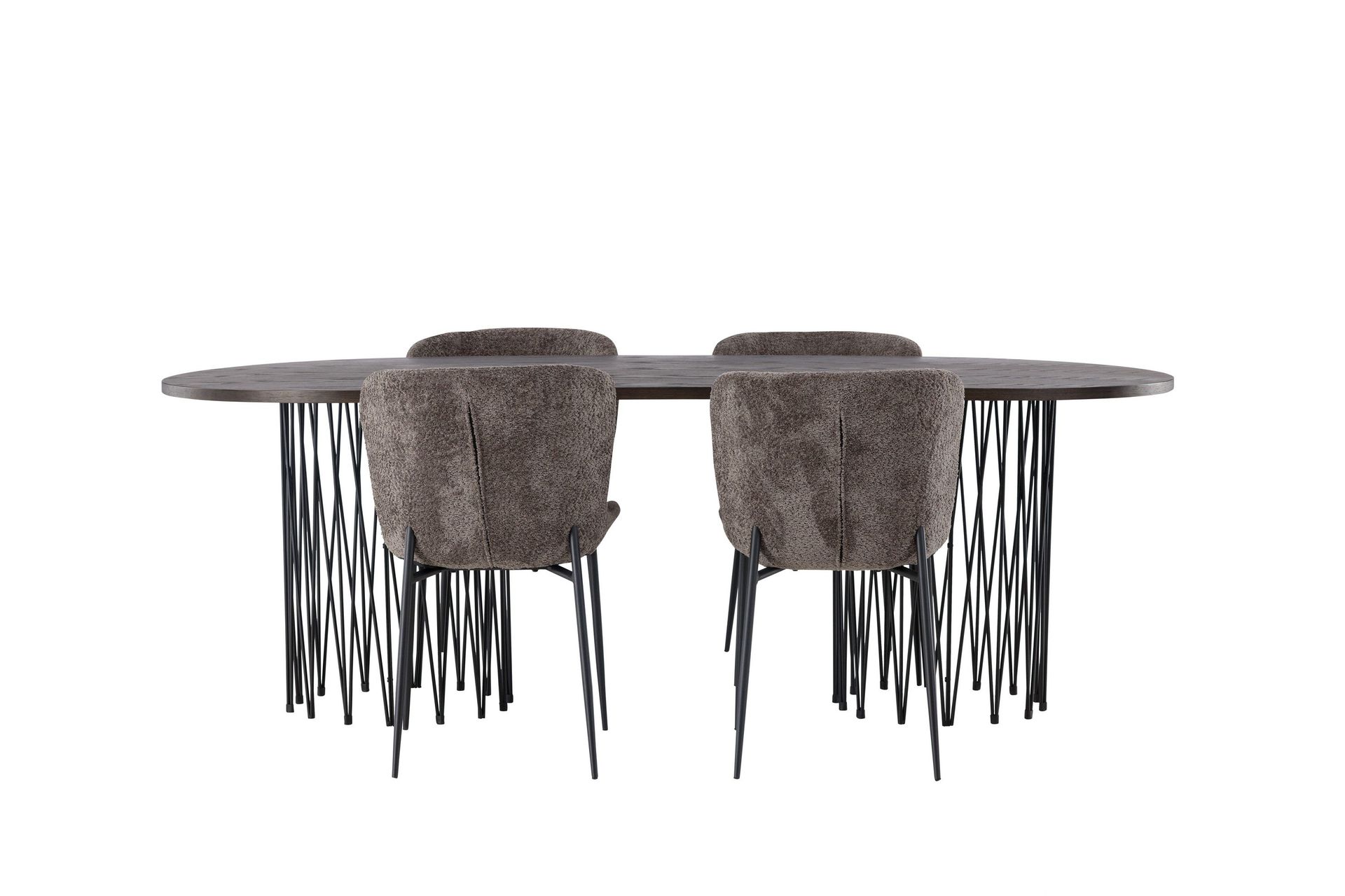 Stone Matgrupp 220 cm Oval med 4 Modesto stolar - M&ouml;rkgr&aring;
