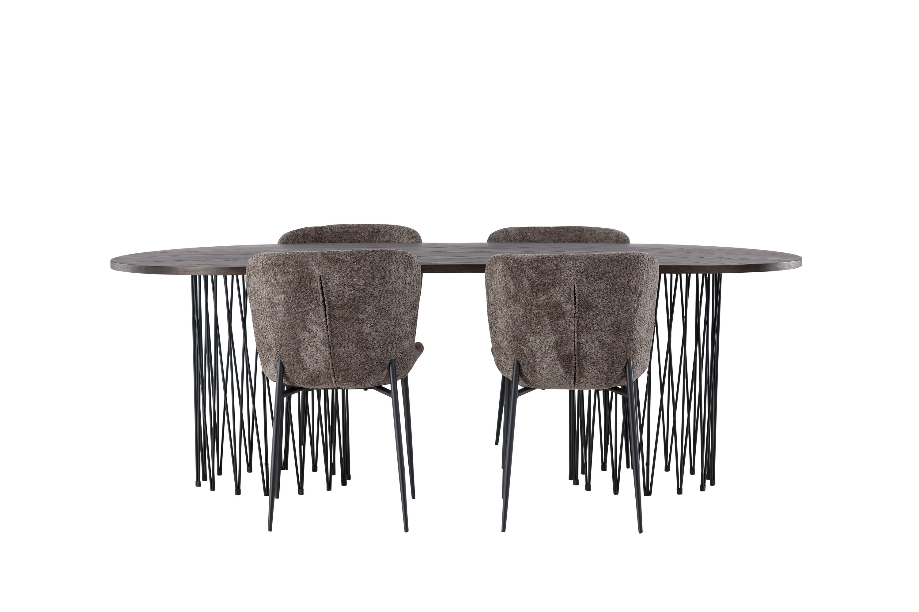Stone Matgrupp 220 cm Oval med 4 Modesto stolar Mörkgrå