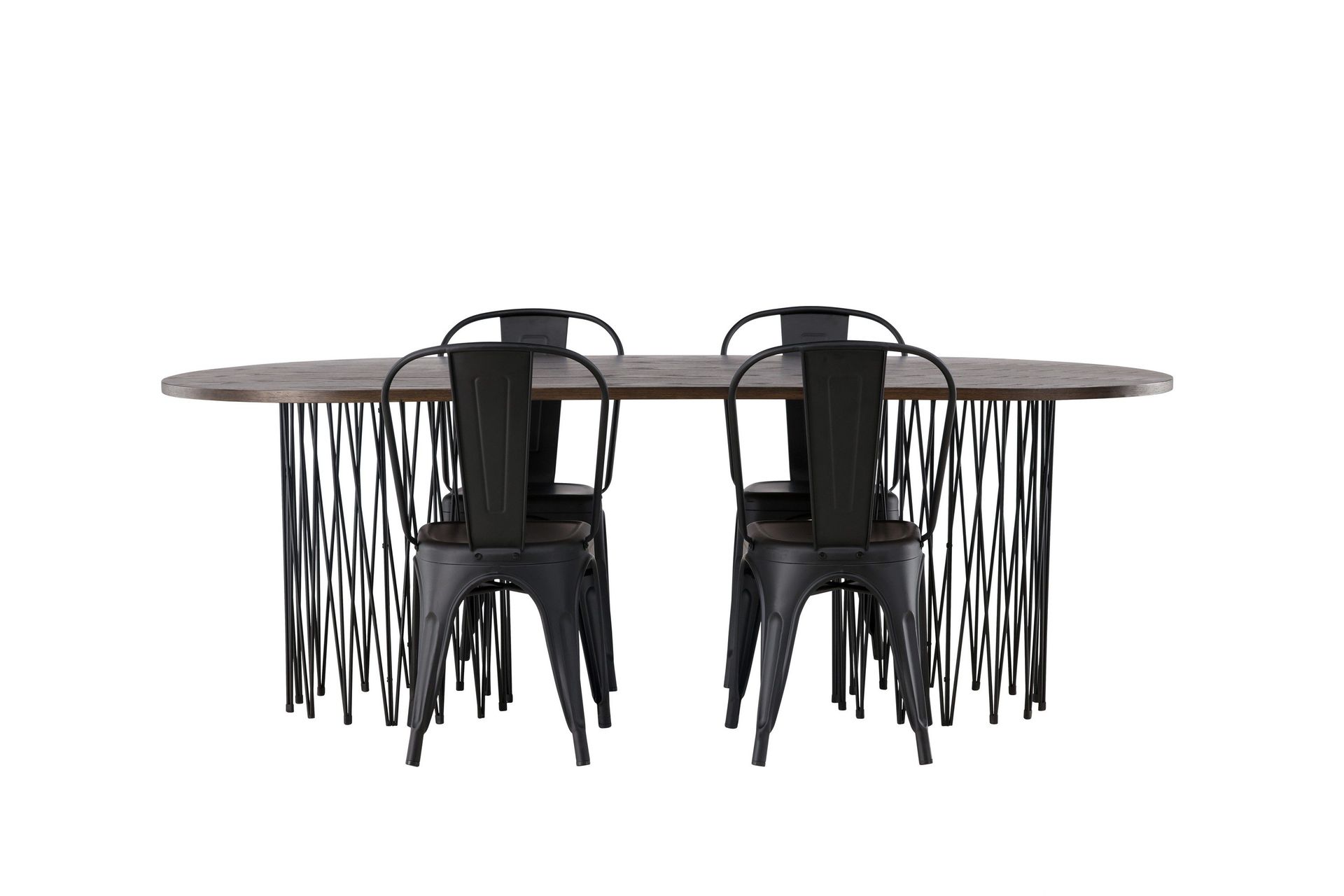 stone matgrupp 220 cm oval med 4 tempe stolar - svart