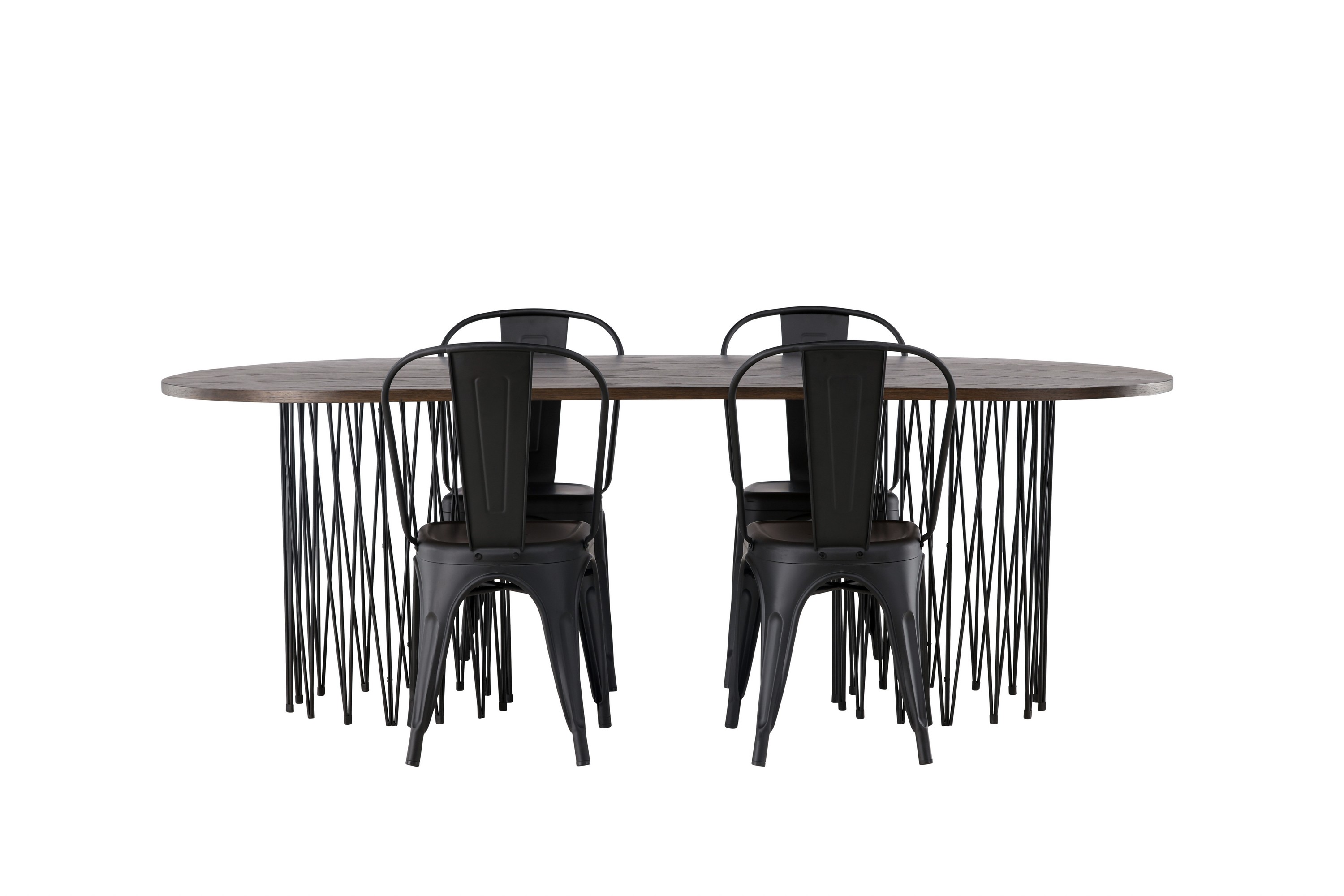 stone matgrupp 220 cm oval med 4 tempe stolar - svart