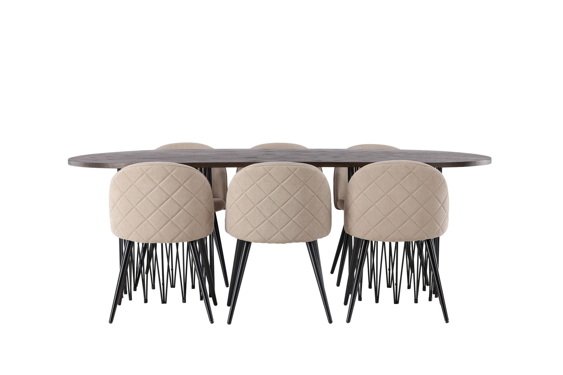 Stone Matgrupp 220 cm Rektangul&auml;r med 6 Velvet stolar - Beige