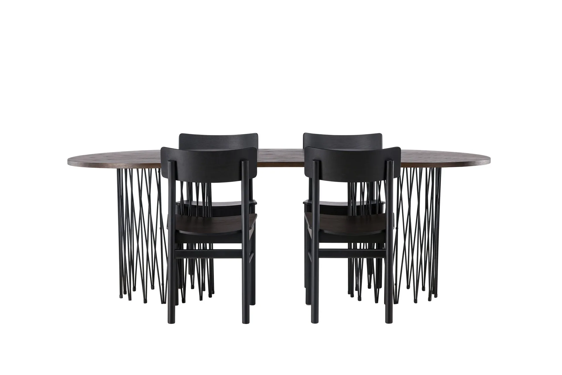 Stone Matgrupp + 4 Montros stolar Oval - Svart/Mocca