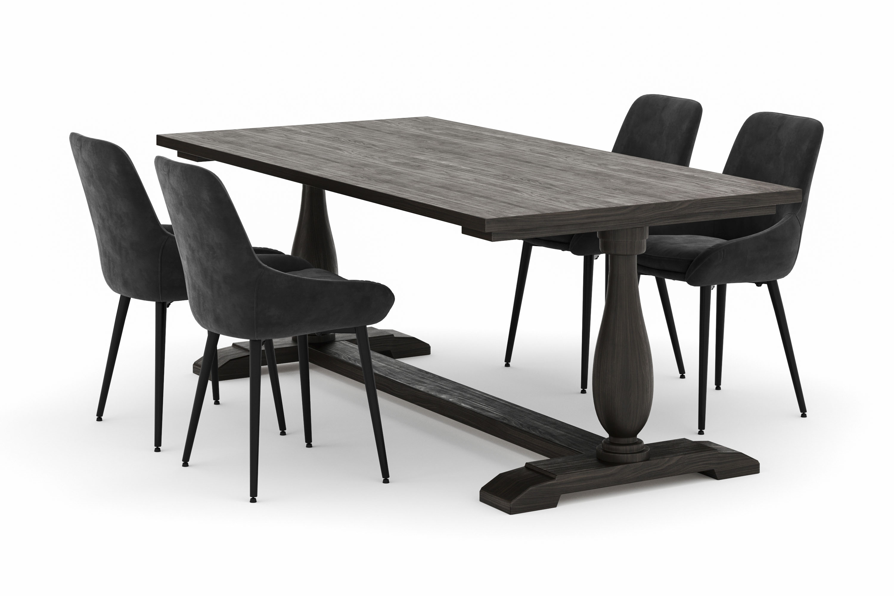 suzon matgrupp 200x100cm med 4 alsarp matstolar - brun