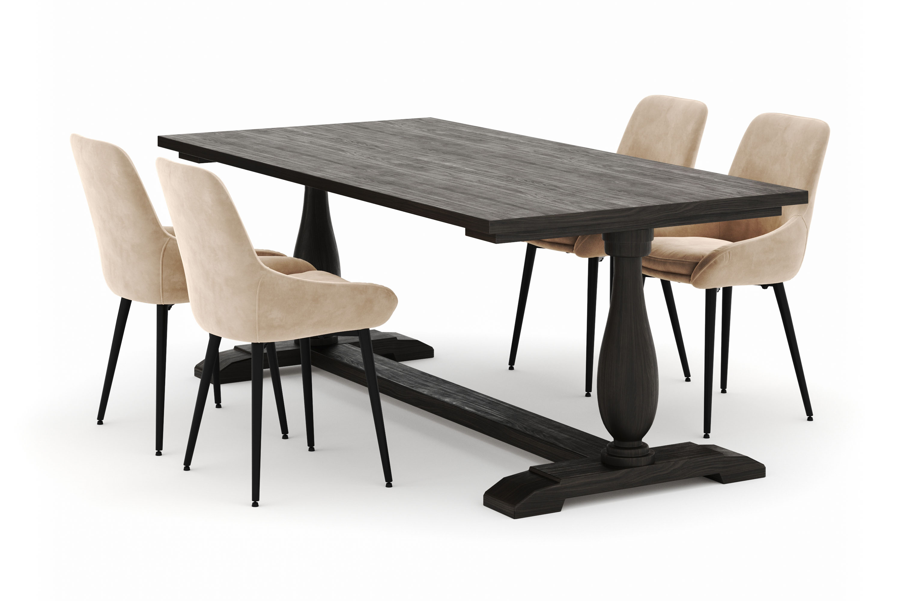 suzon matgrupp 200x100cm med 4 alsarp matstolar - brun