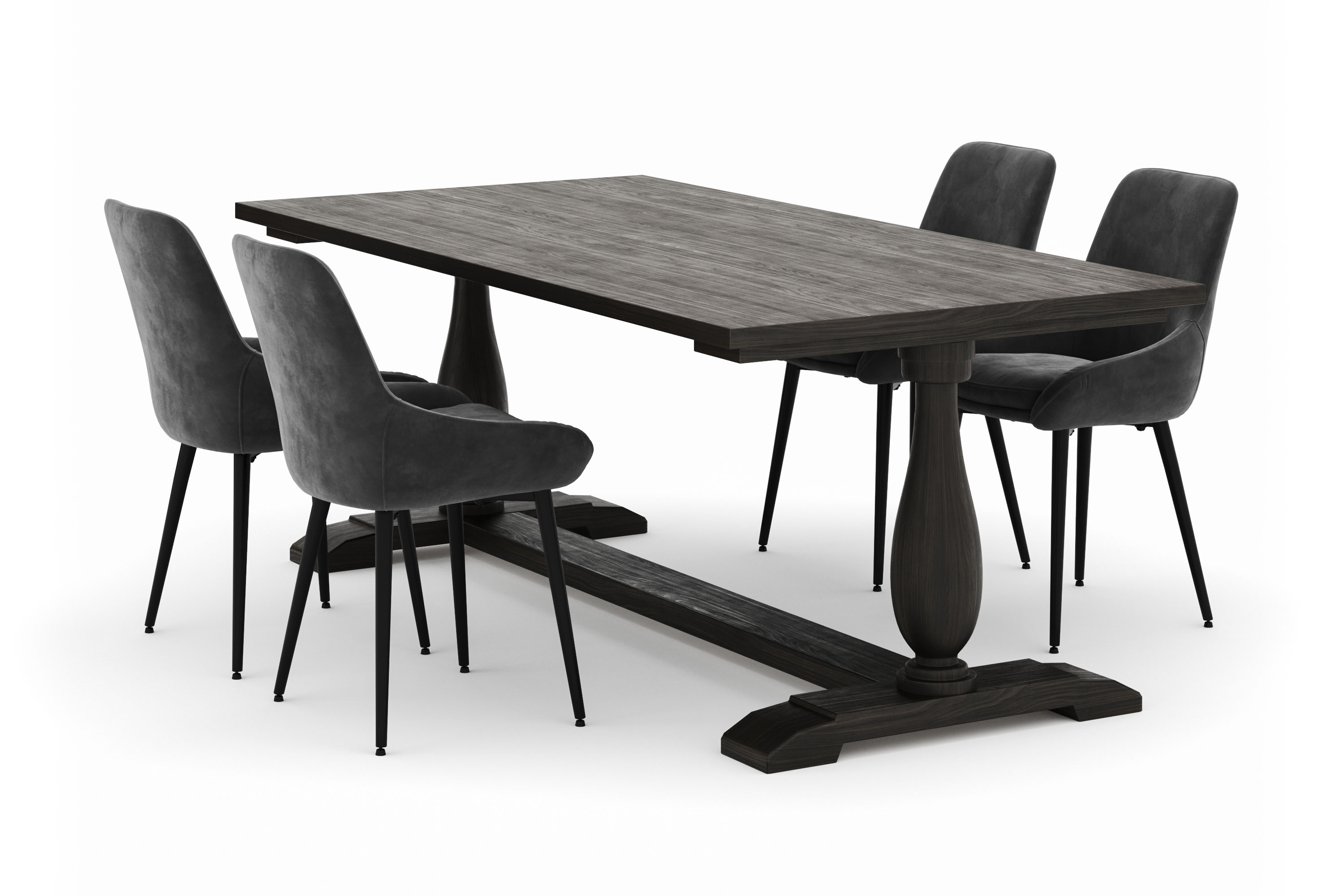 suzon matgrupp 200x100cm med 4 alsarp matstolar - brun