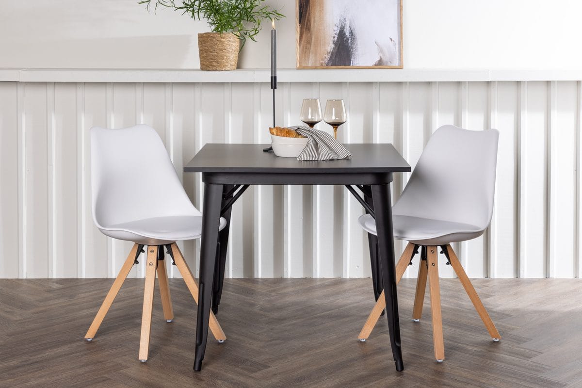 Tempe Matbord 80 cm med 2 Zeno Matstol -