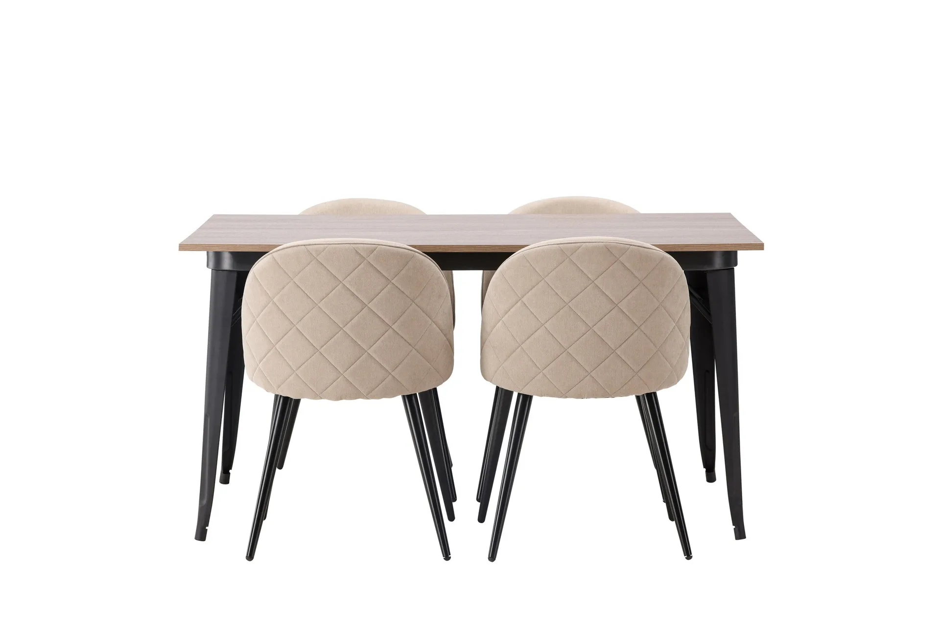 Tempe Matgrupp 140 cm Rektangul&auml;r med 4 Velvet stolar - Beige