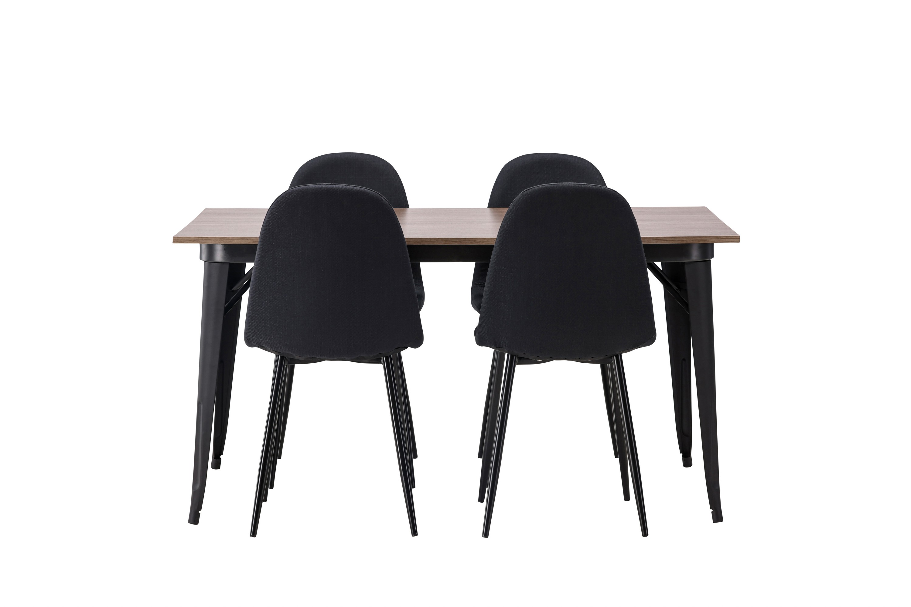 tempe matgrupp 140 cm rektangulär med 4 polar stolar - svart