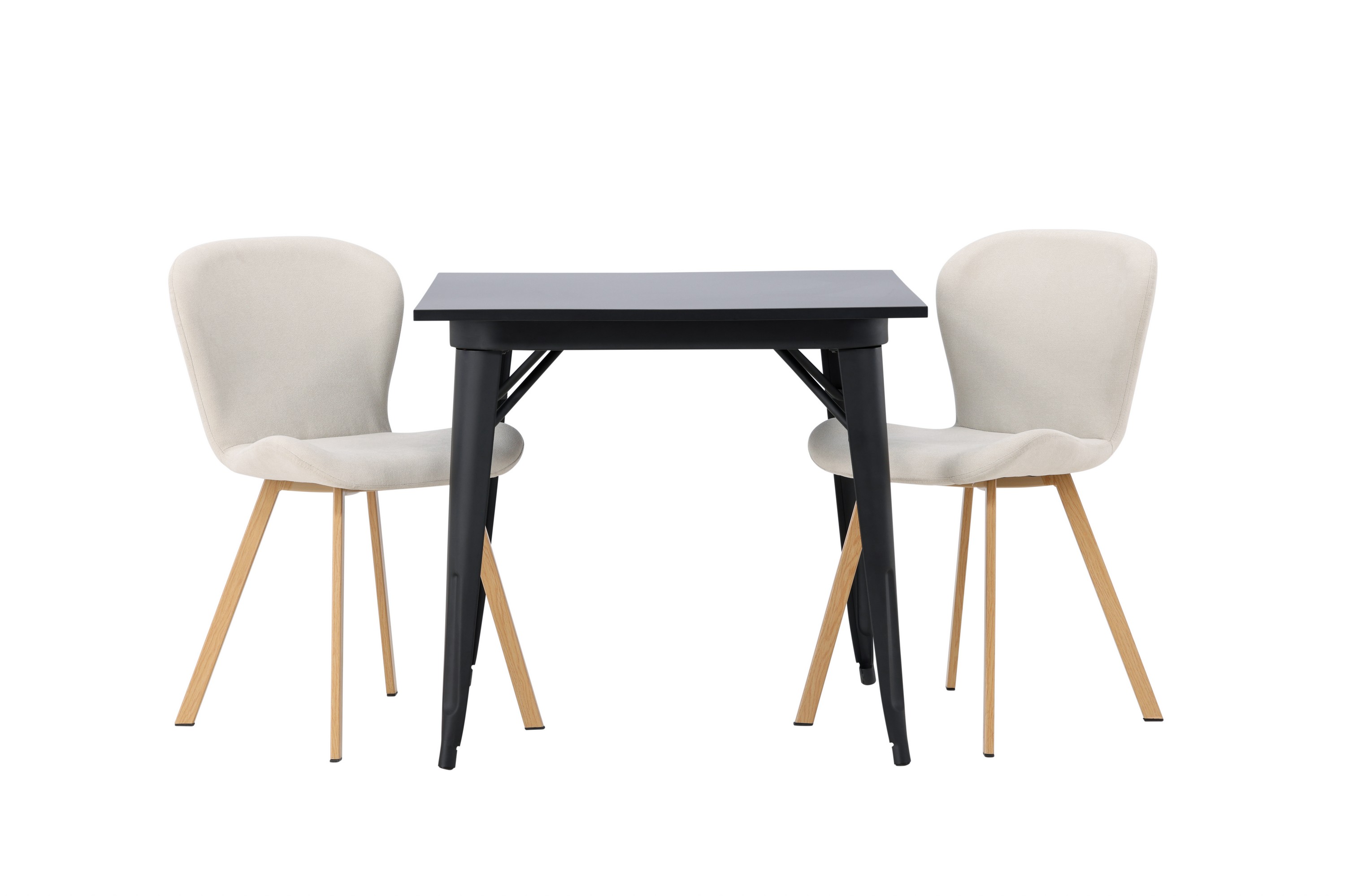 Tempe Matgrupp 80 cm Rektangulär med 2 Lilja Stolar Svart