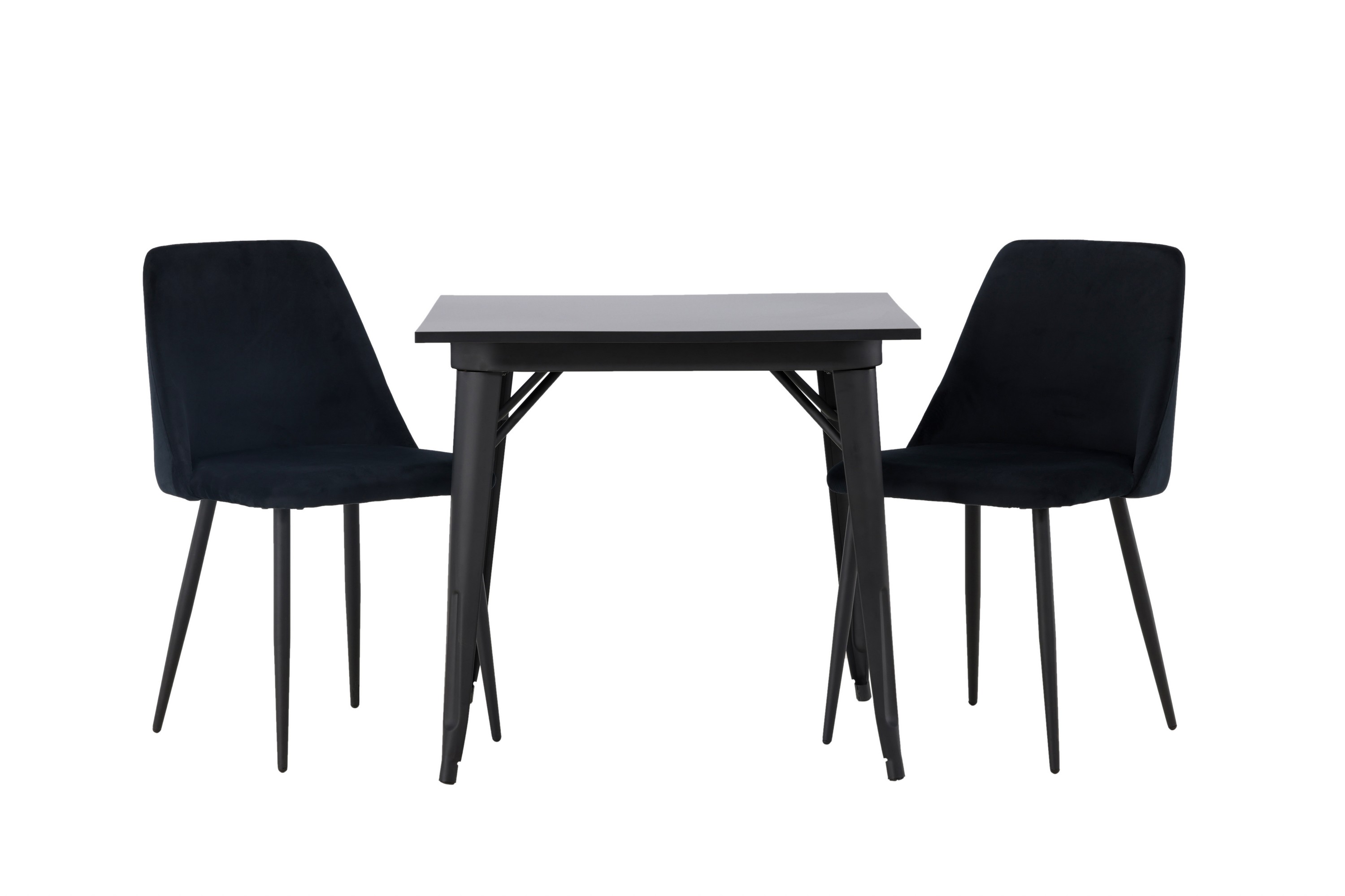 tempe matgrupp 80 cm rektangulär med 2 night stolar - svart