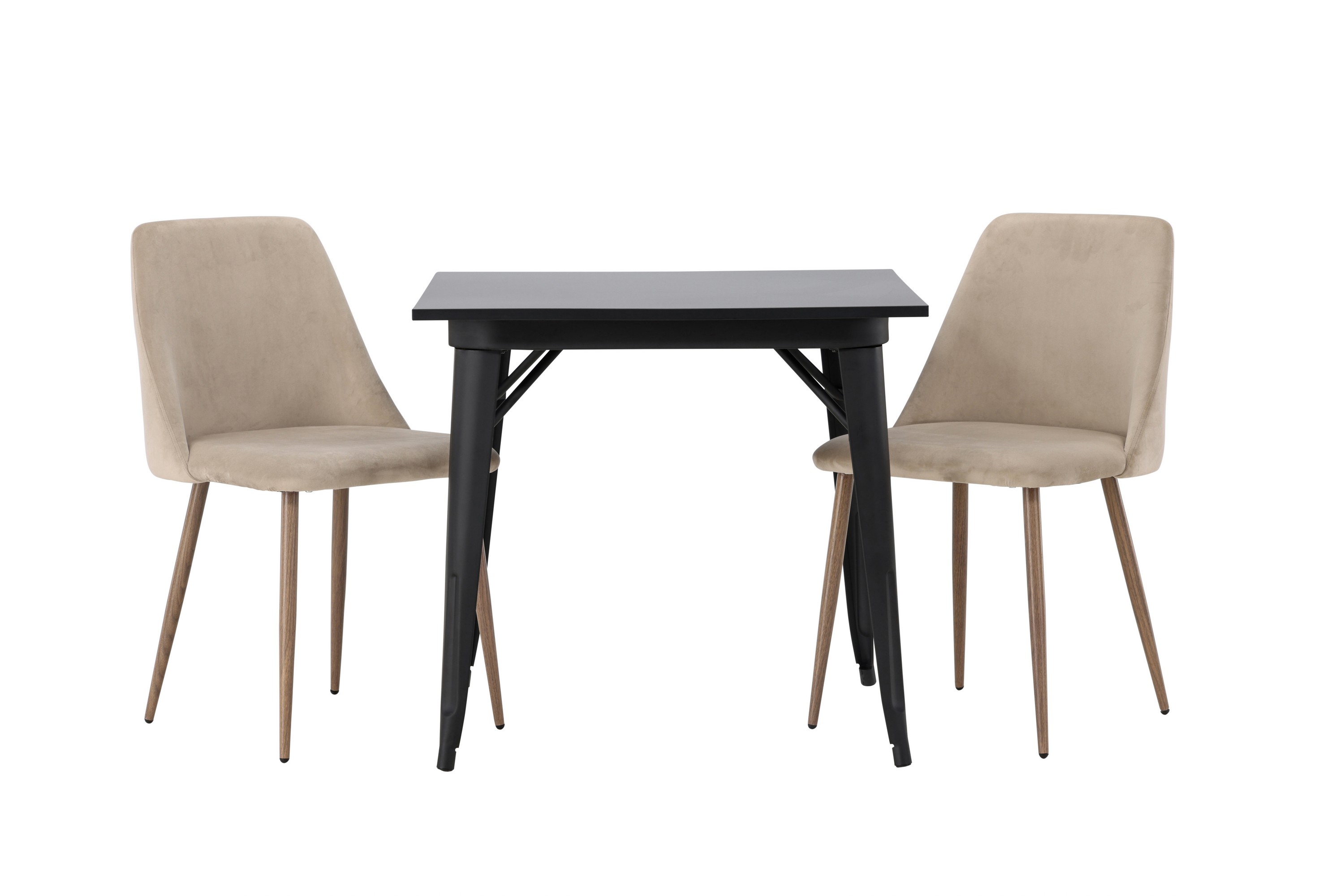 tempe matgrupp 80 cm rektangulär med 2 night stolar - svart